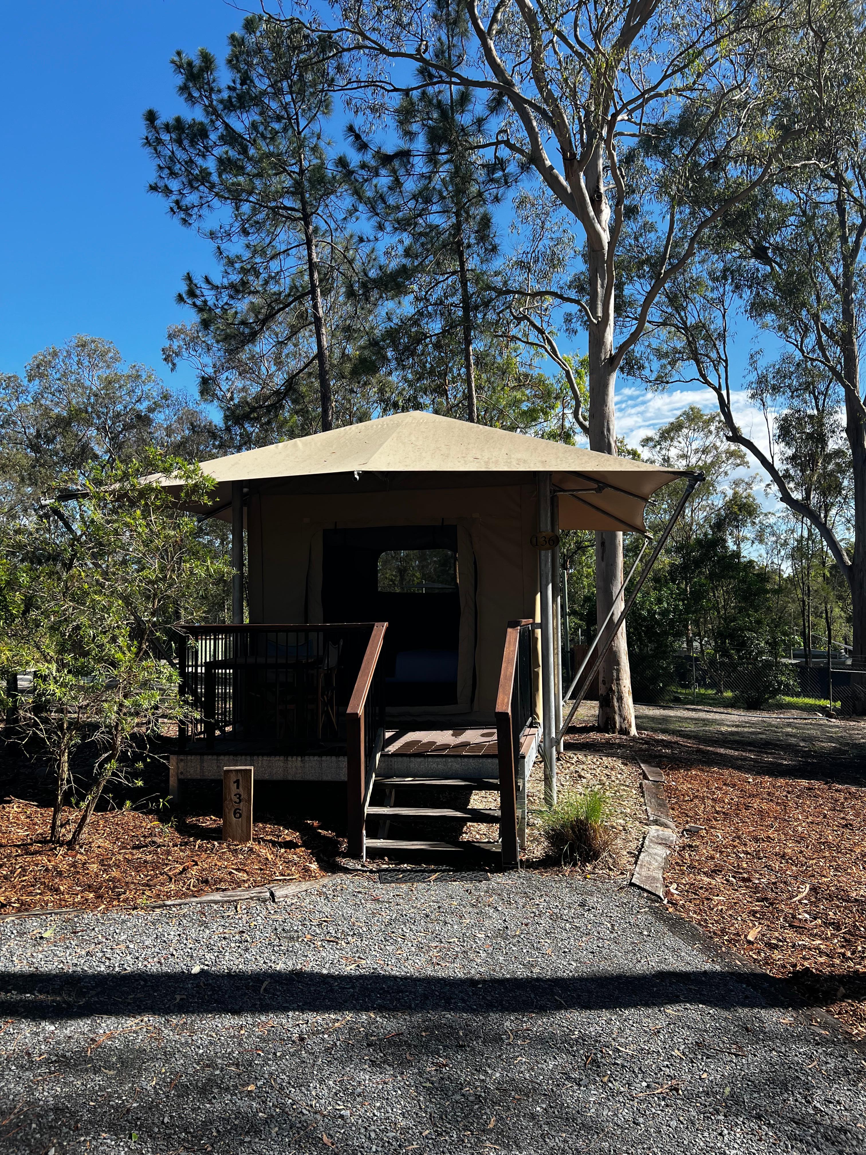 couples tent w/shared bathroom