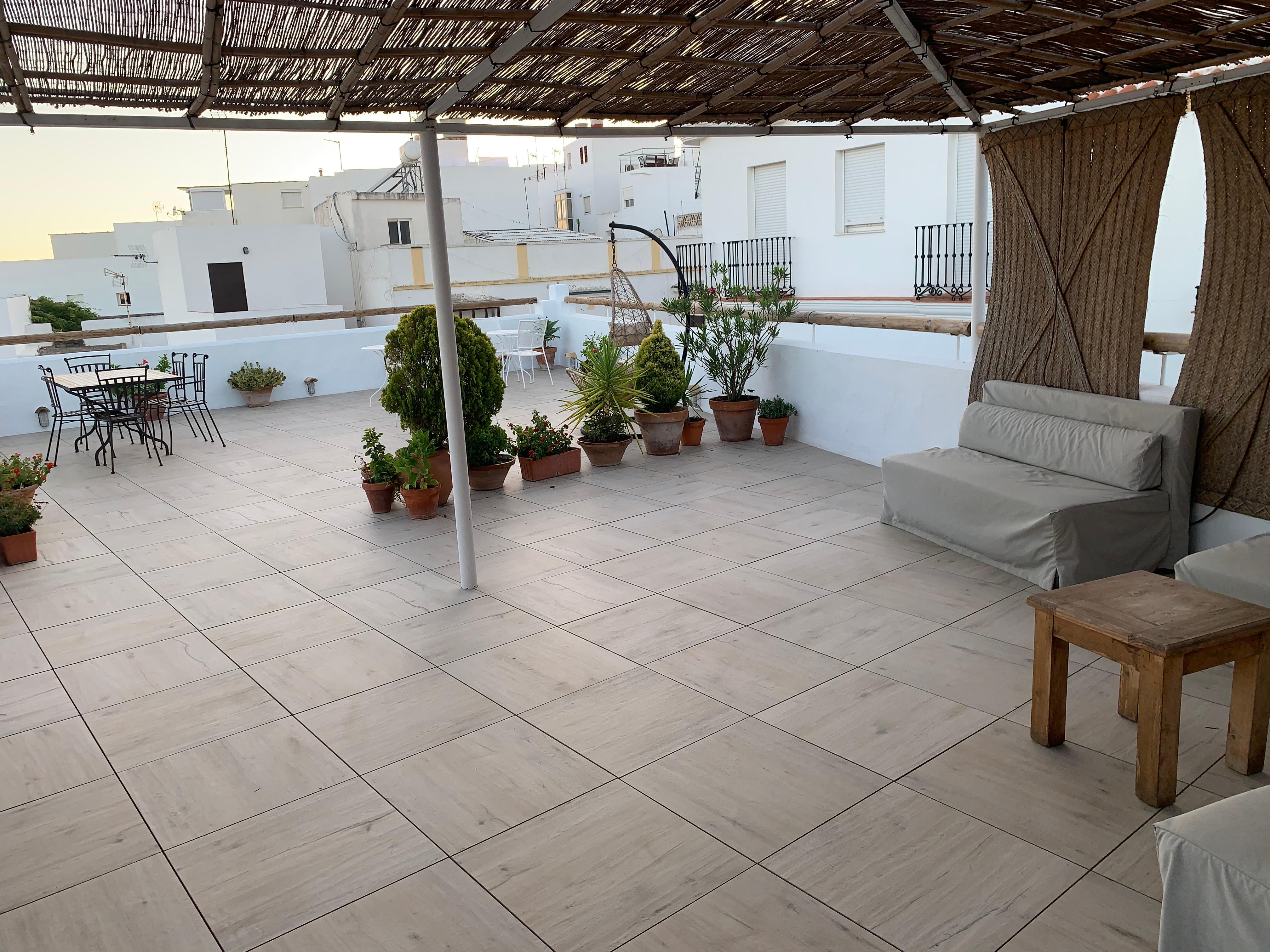 The roof terrace. Great space that also has section for drying beach clothes