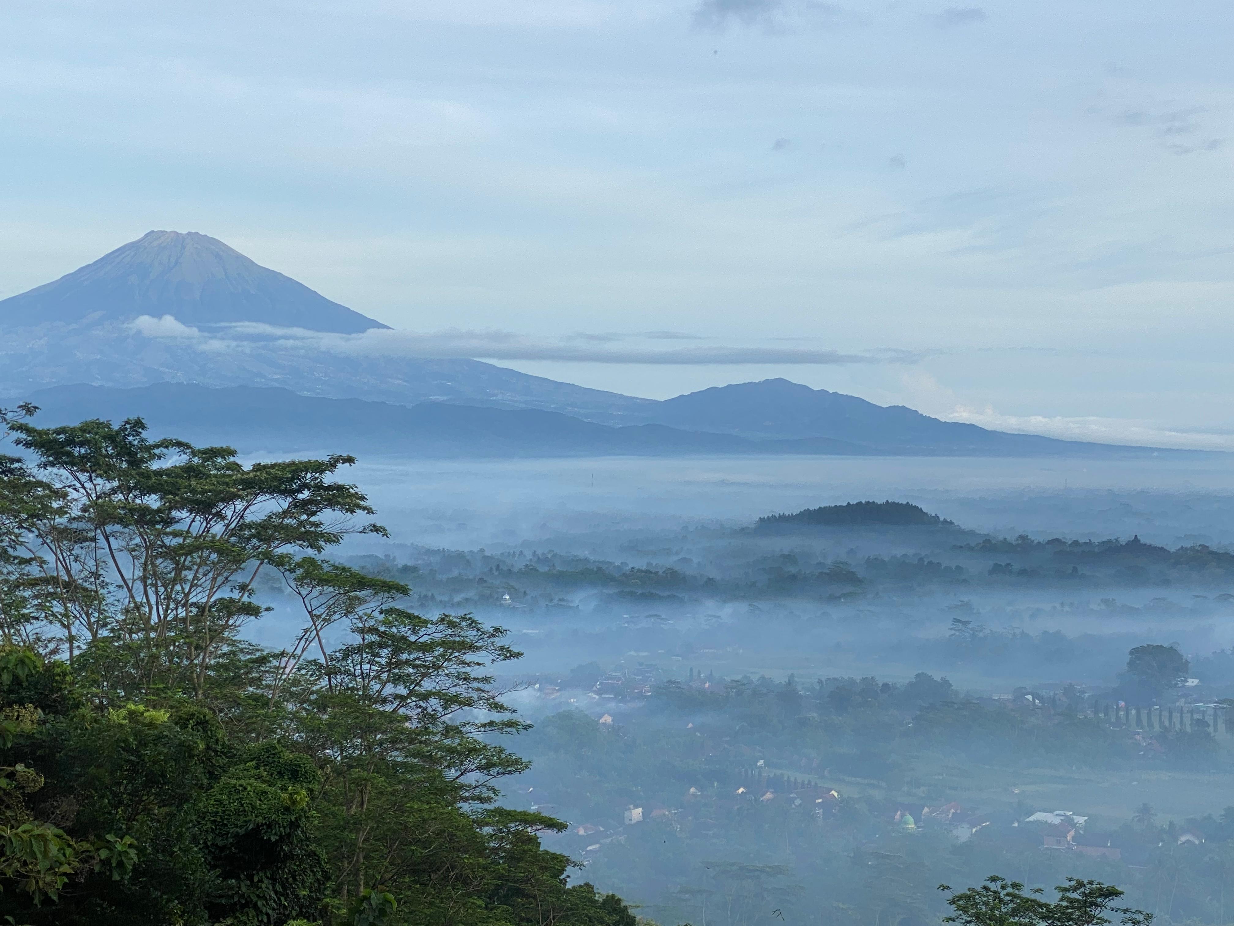 The mist rising above the valley early morning