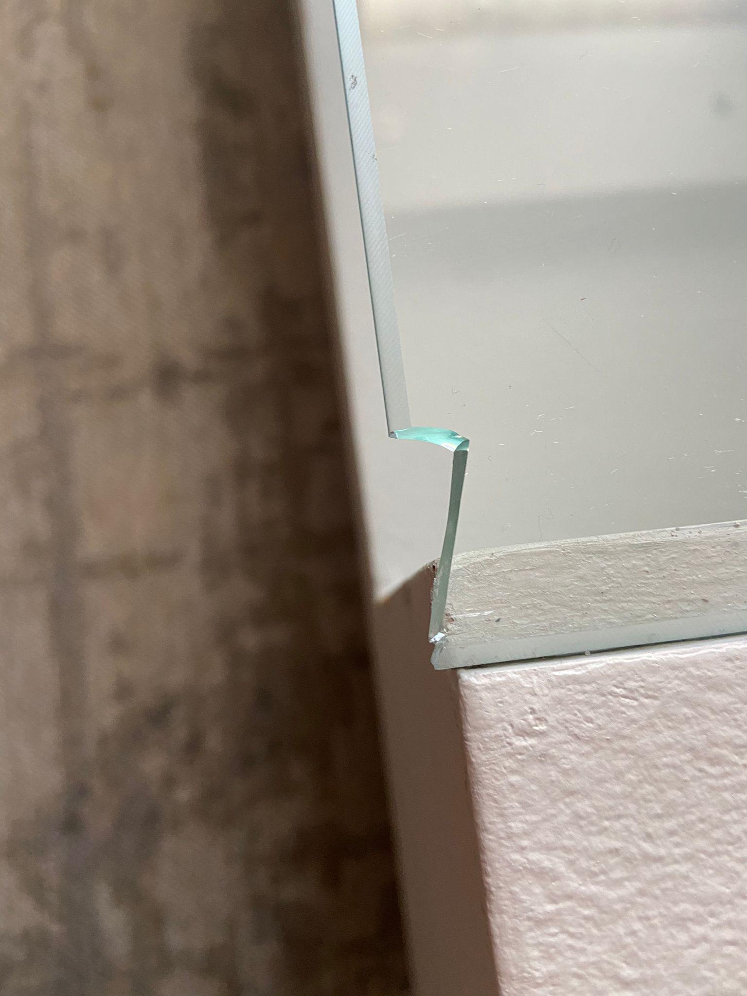 Broken glass in table that was not replaced