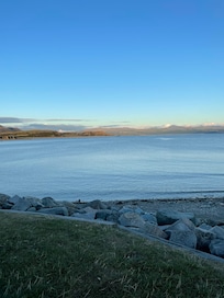 Beach opposite hotel.