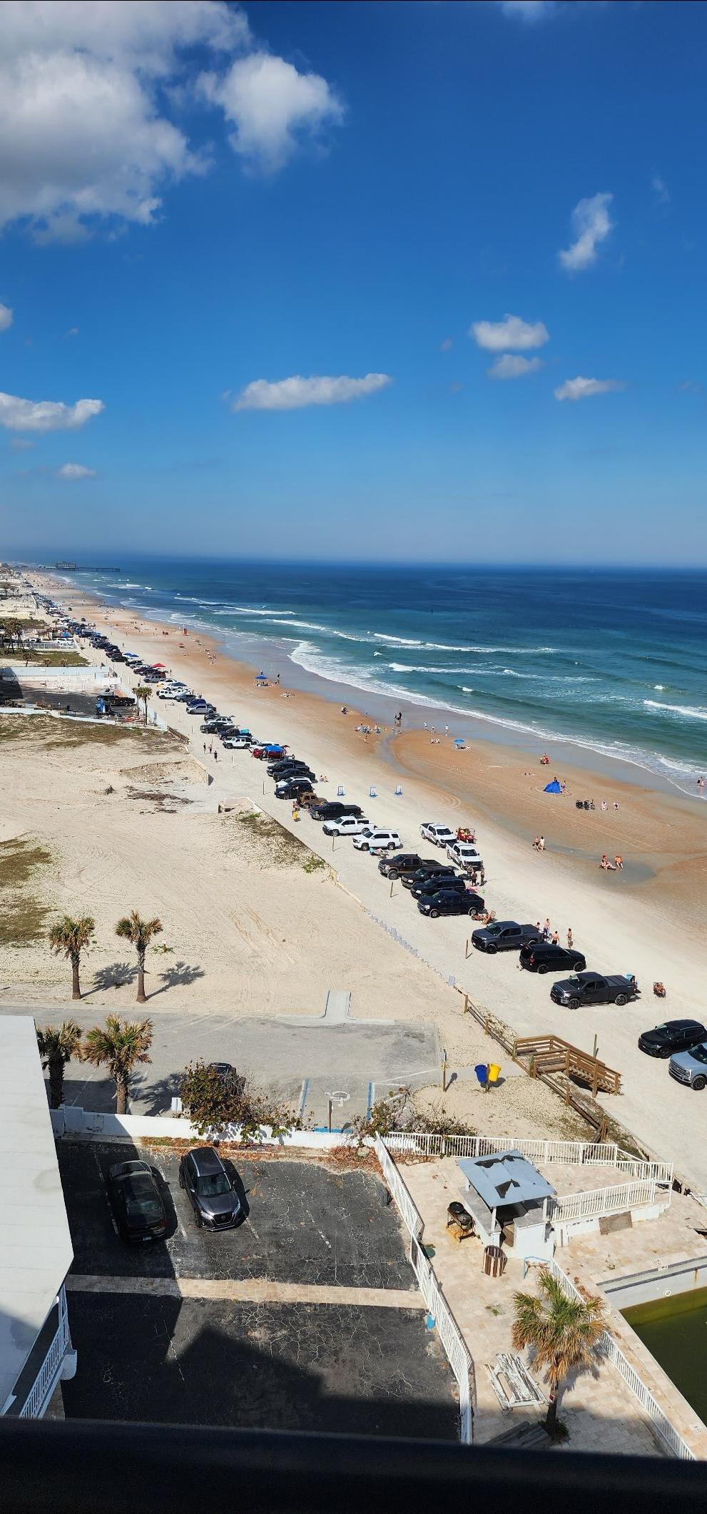 View down the beach from the hotel on the top floor.