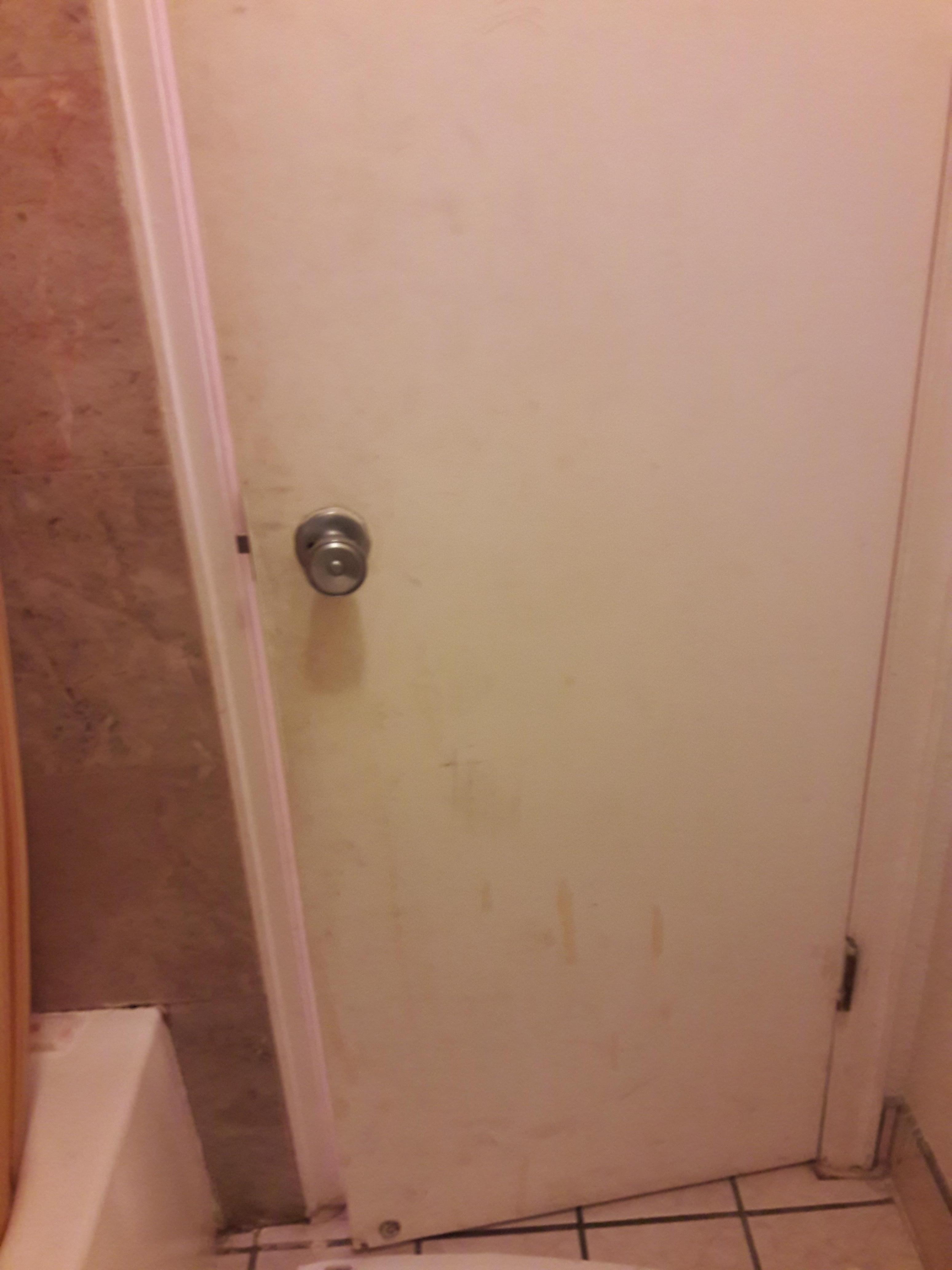 dirt on bathroom door