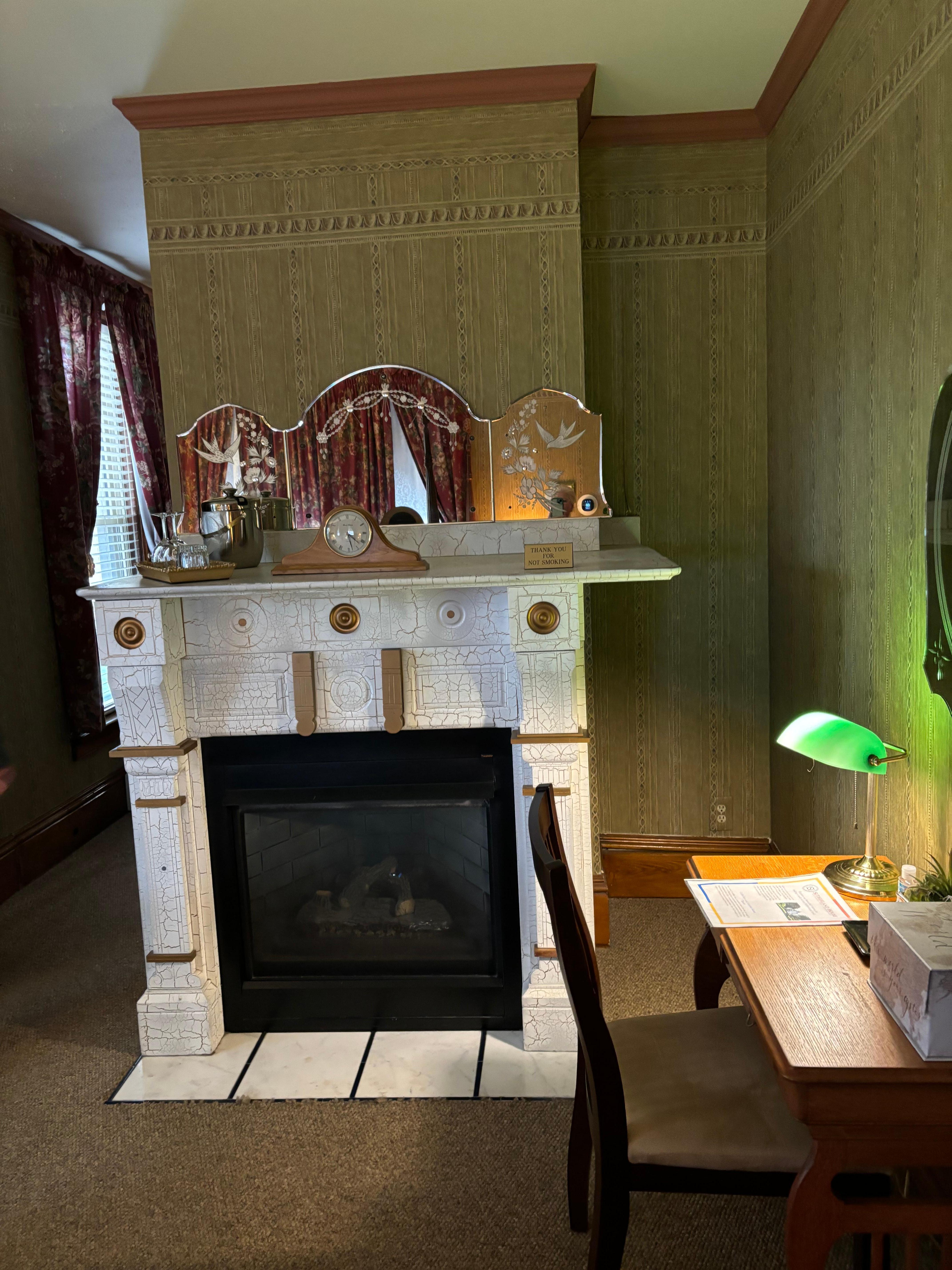 Fireplace in bedroom 