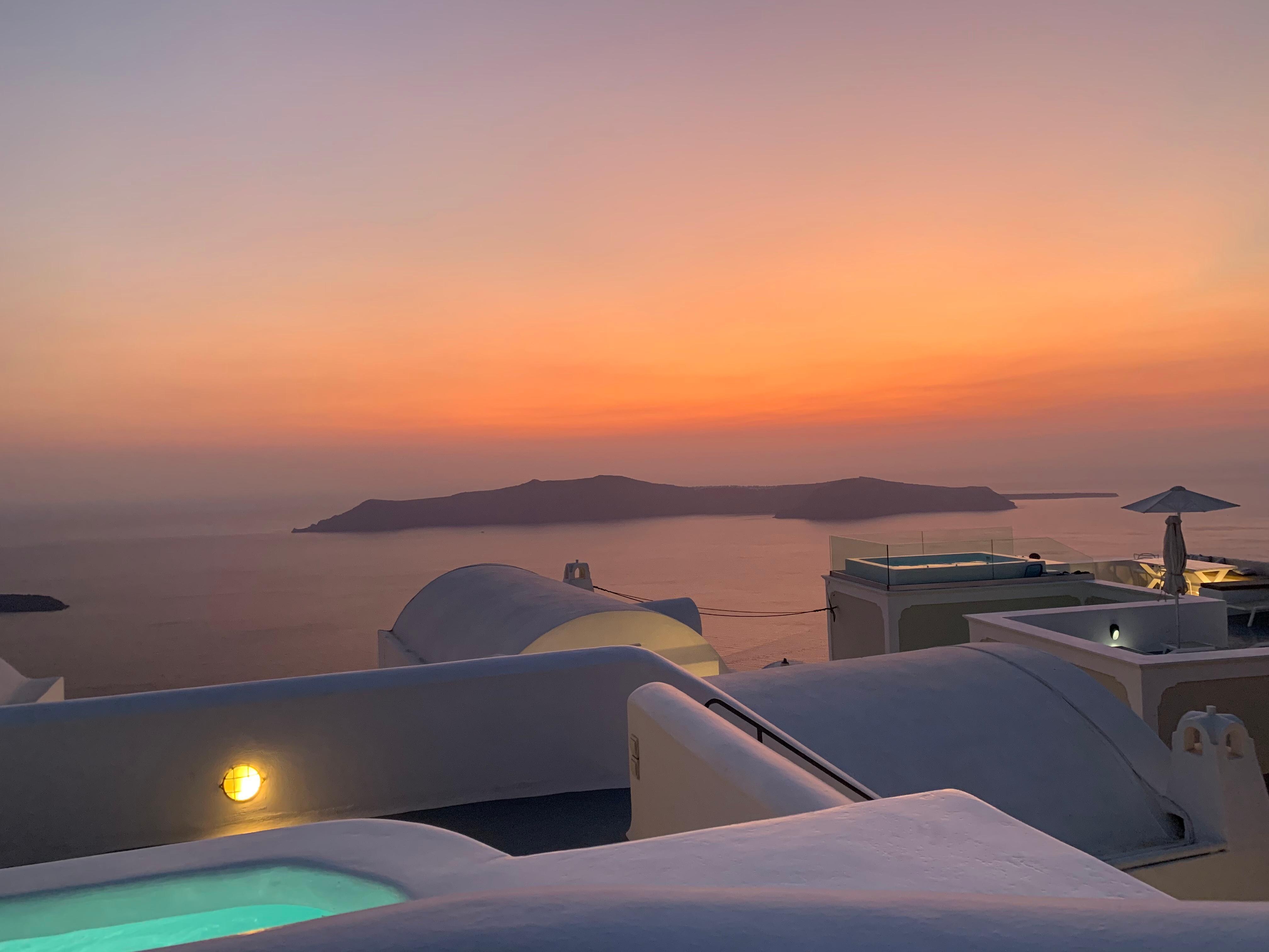 View from the top. No crowds and no other hotels or villas above you. Definitely the highest point of the major towns in Santorini. 