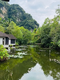Our villa was over a lake and we had hot spring private pool in our villa!