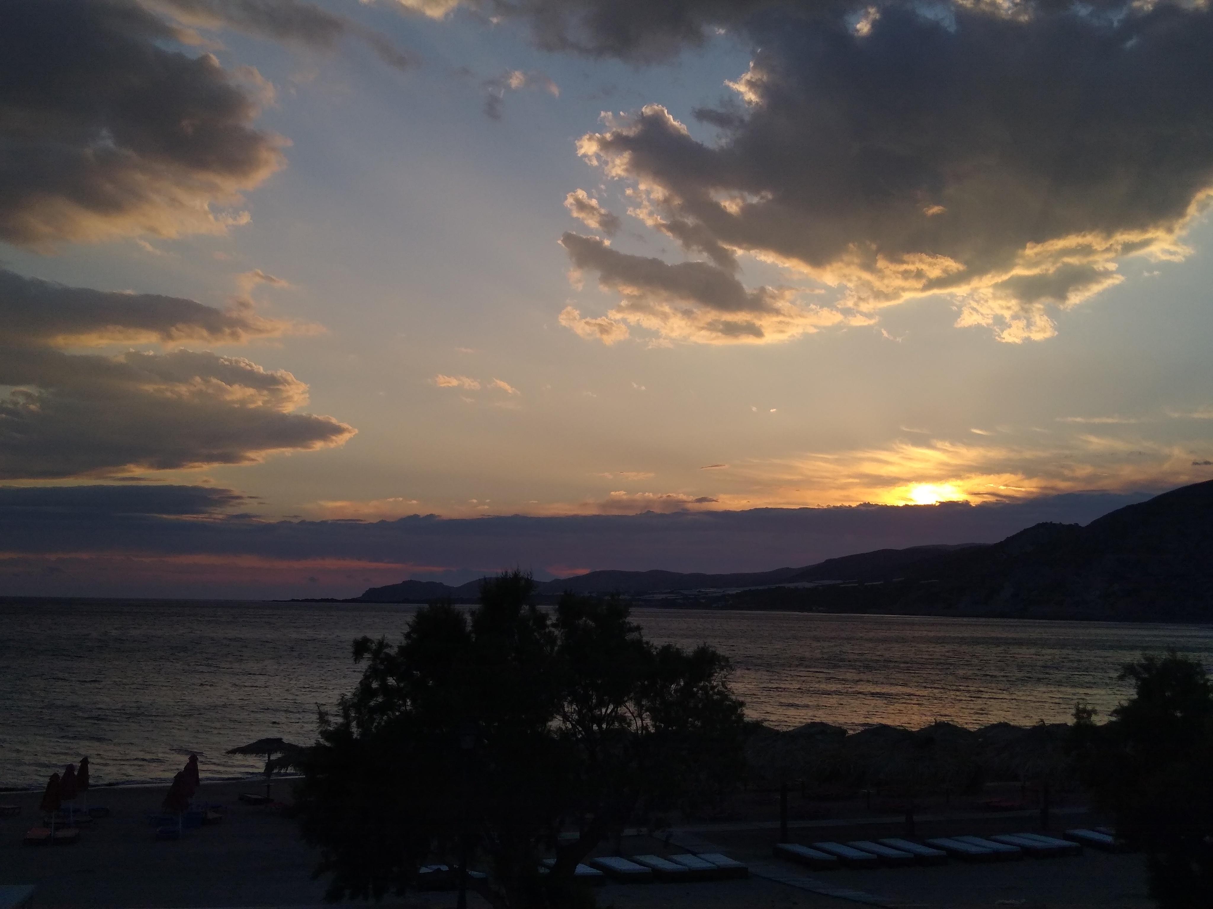 View from first floor of the sunset and sea.