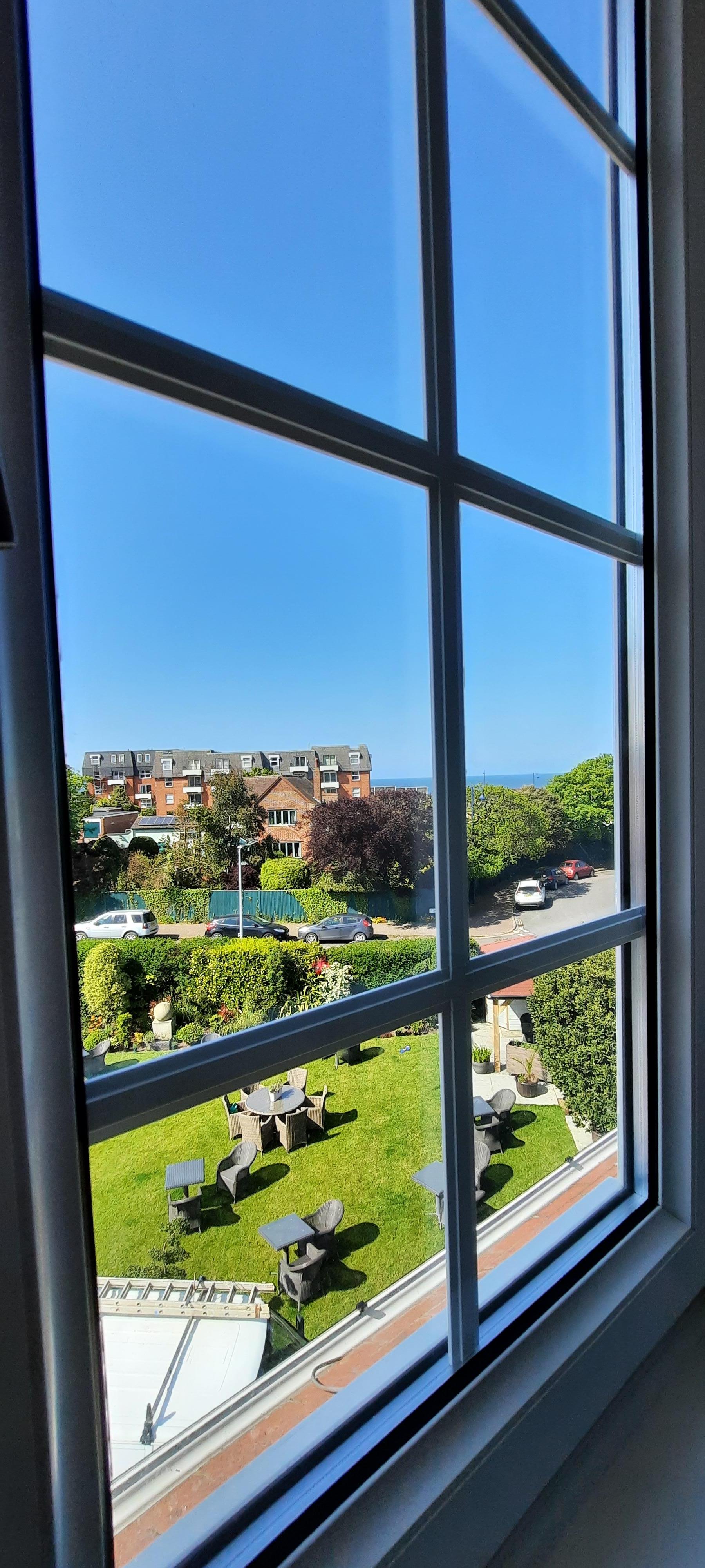 Outside view from one of the windows. The sea is just in the background