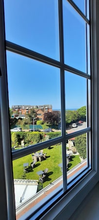 Outside view from one of the windows. The sea is just in the background