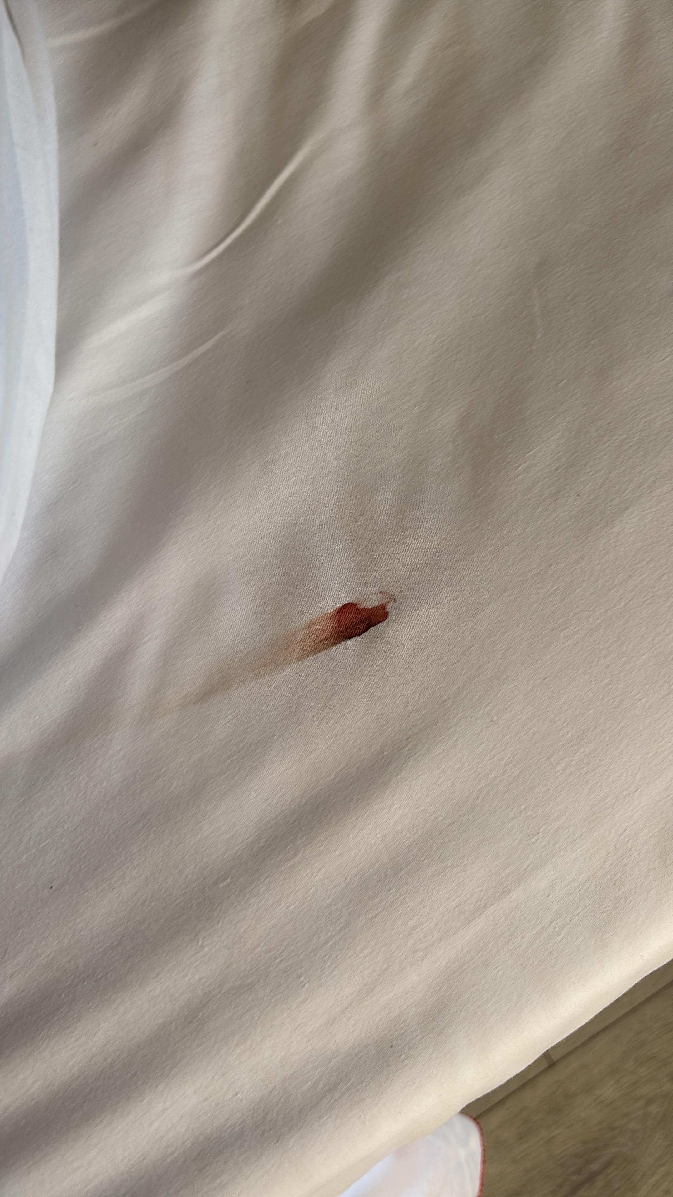 Blood at the end of the bed so the sheets were not clean, only saw this the next day unfortunately 