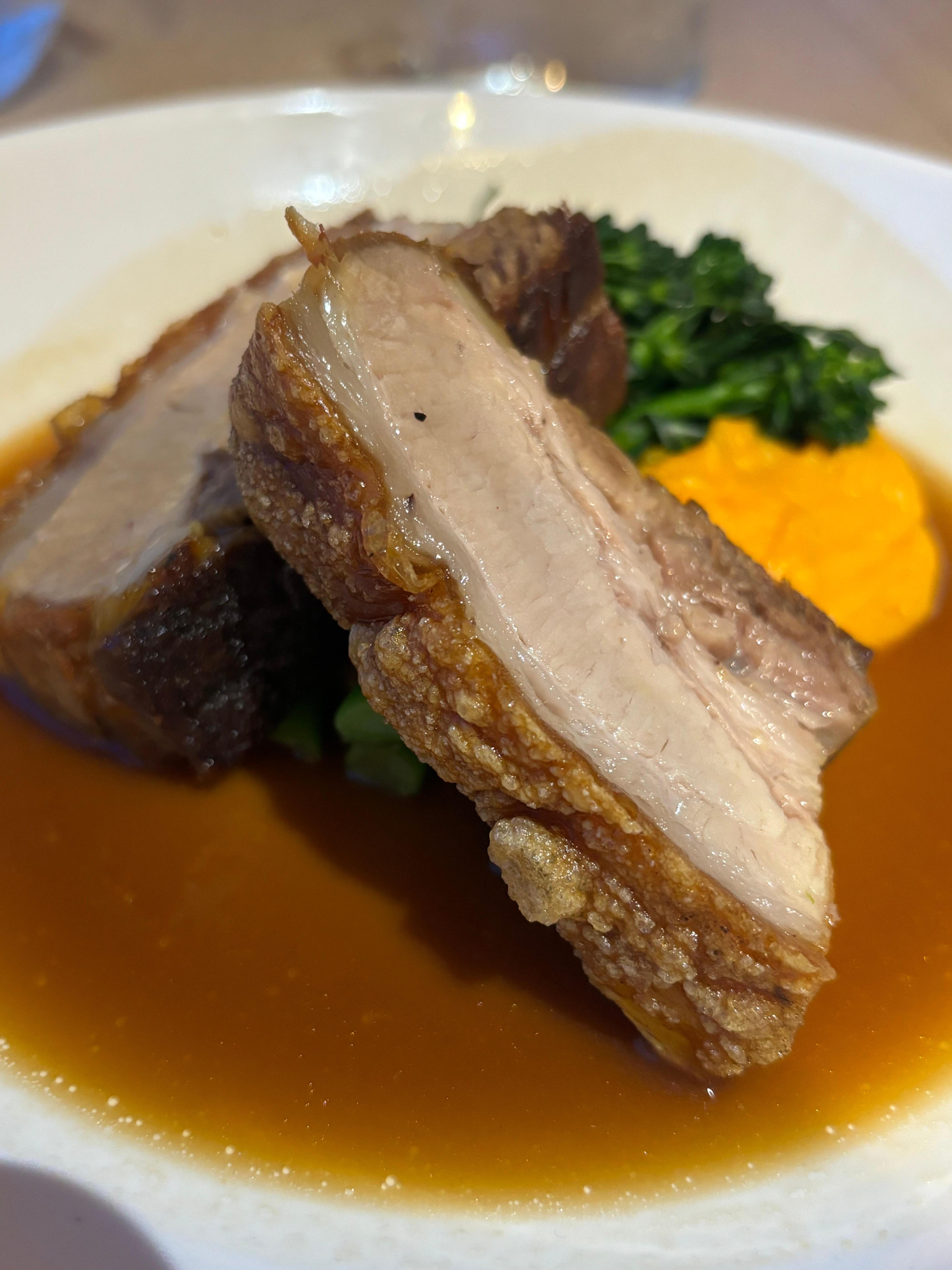 Belly pork was cooked to perfection with amazing crackling