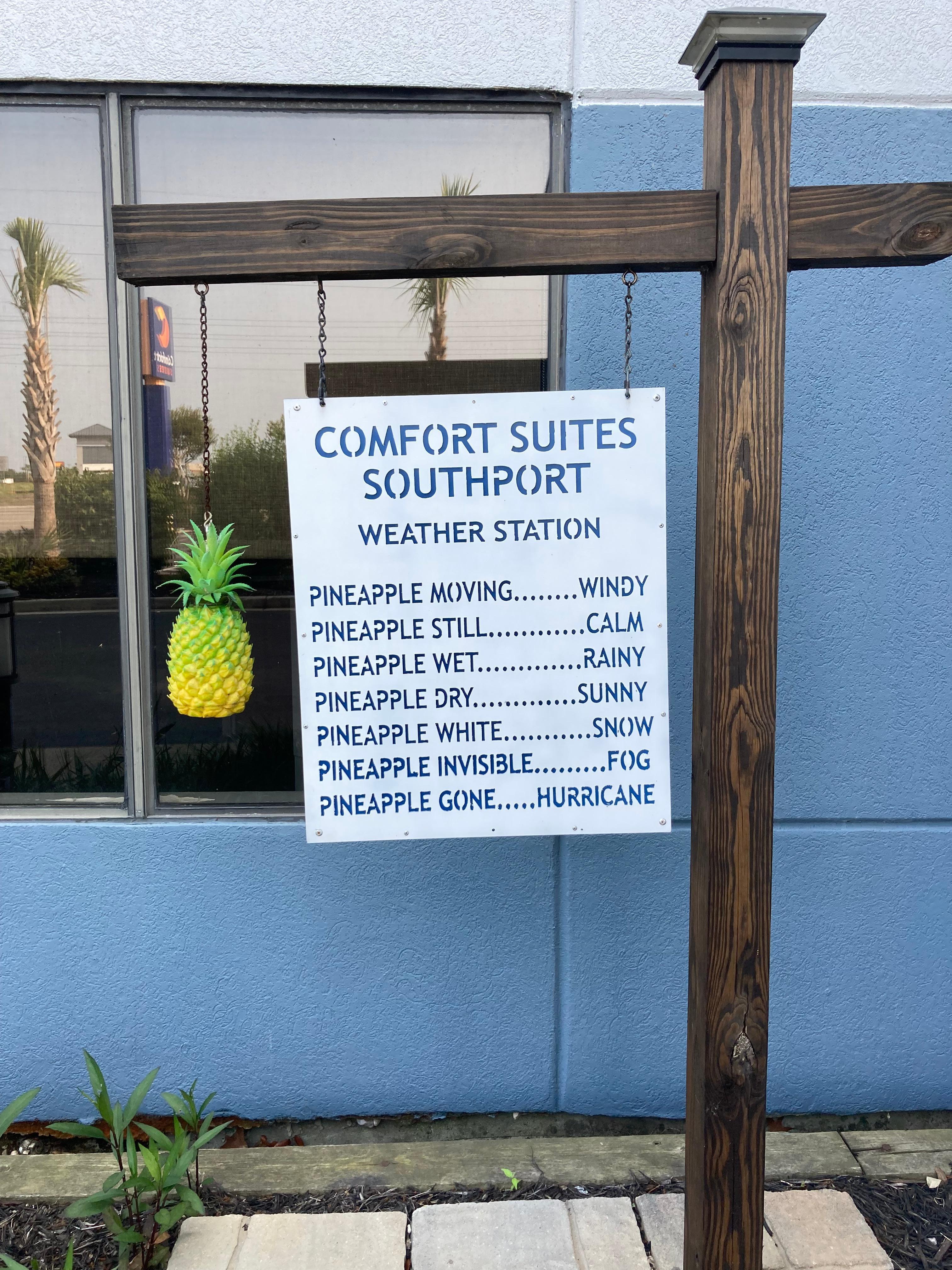 Outside the hotel