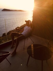 Moment coucher du soleil du balcon à l appartement