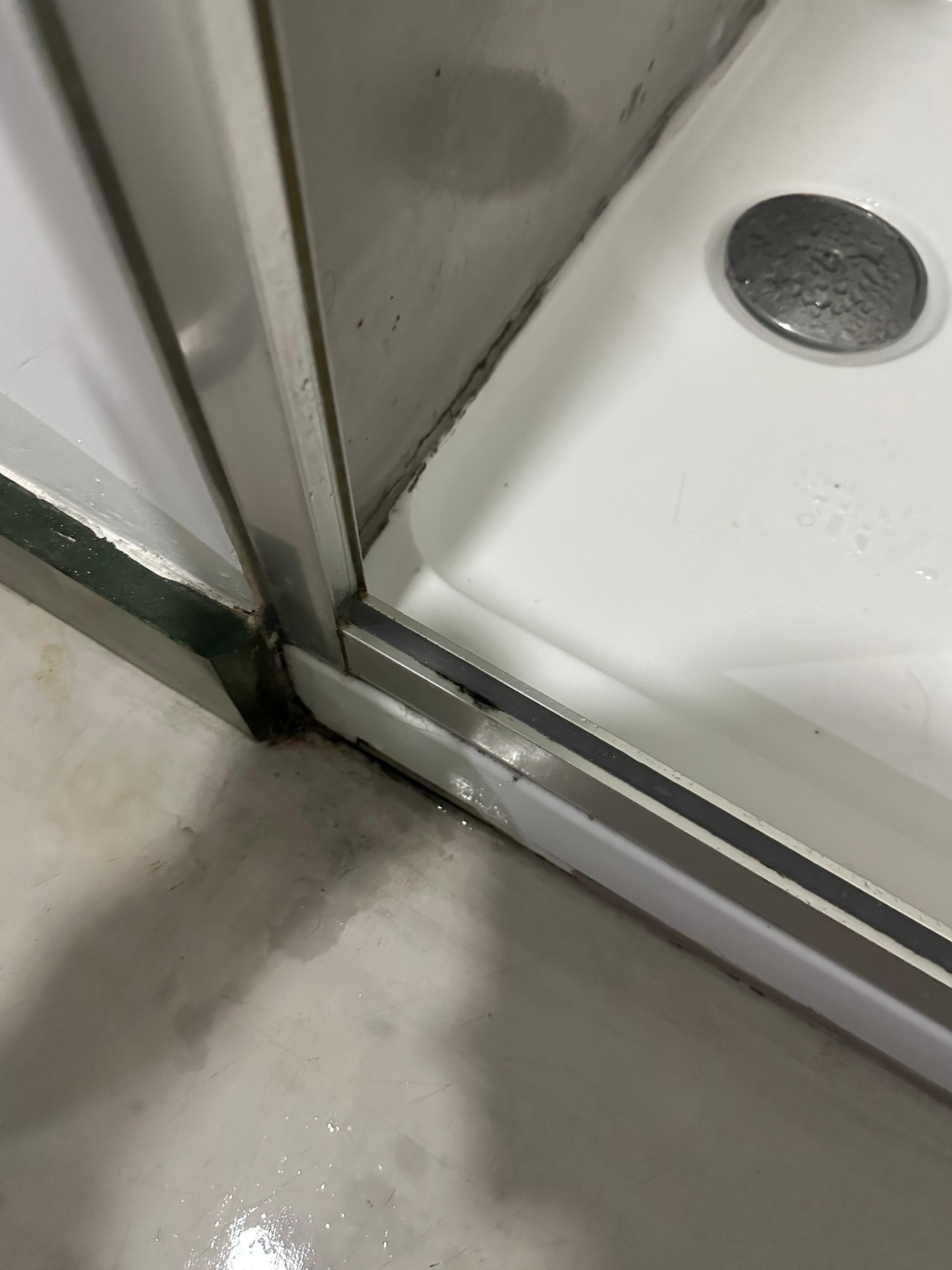 Crack in shower where water floods floor