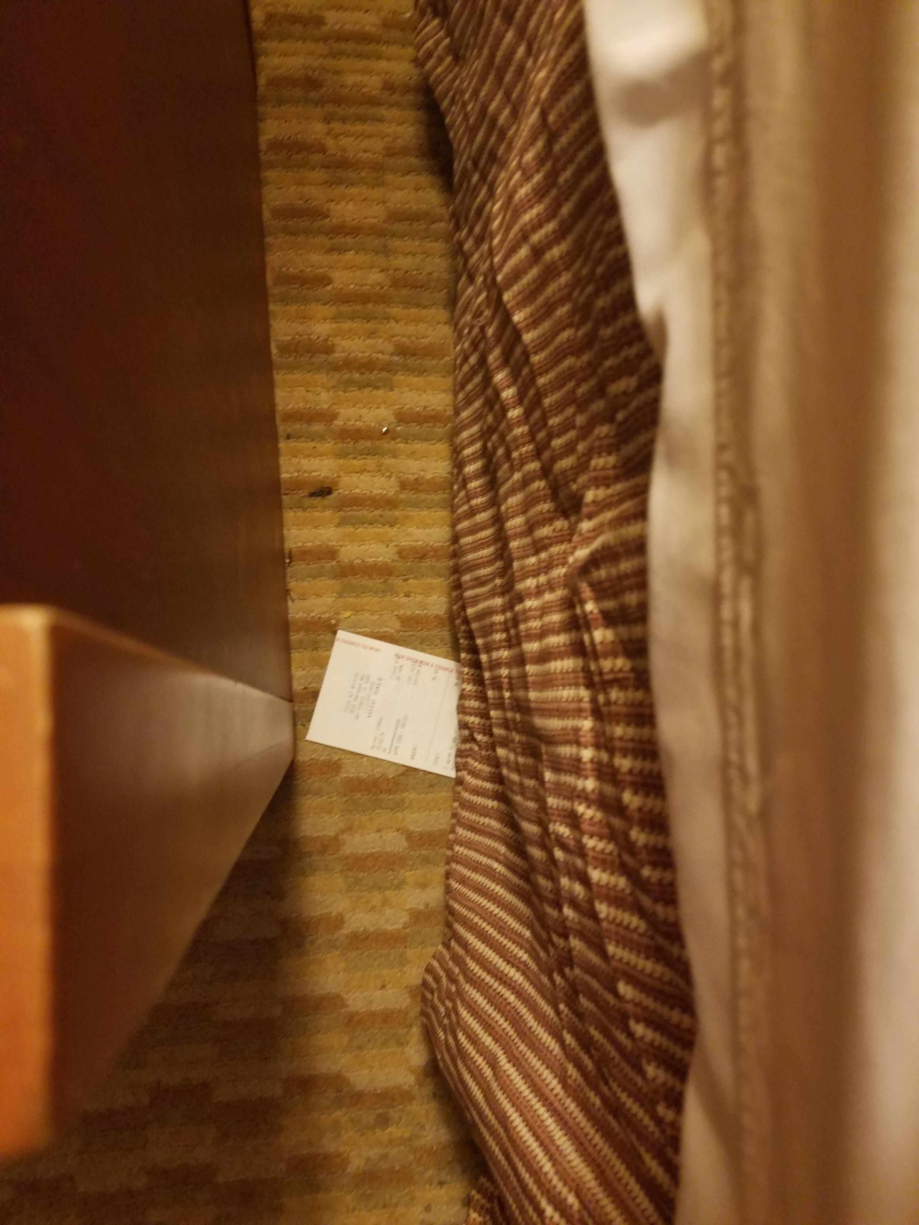 Receipt and dead bugs in room