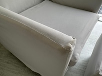 dirty sofa with yellow stains