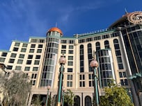 View of hotel from Epic Universe Entrance.
