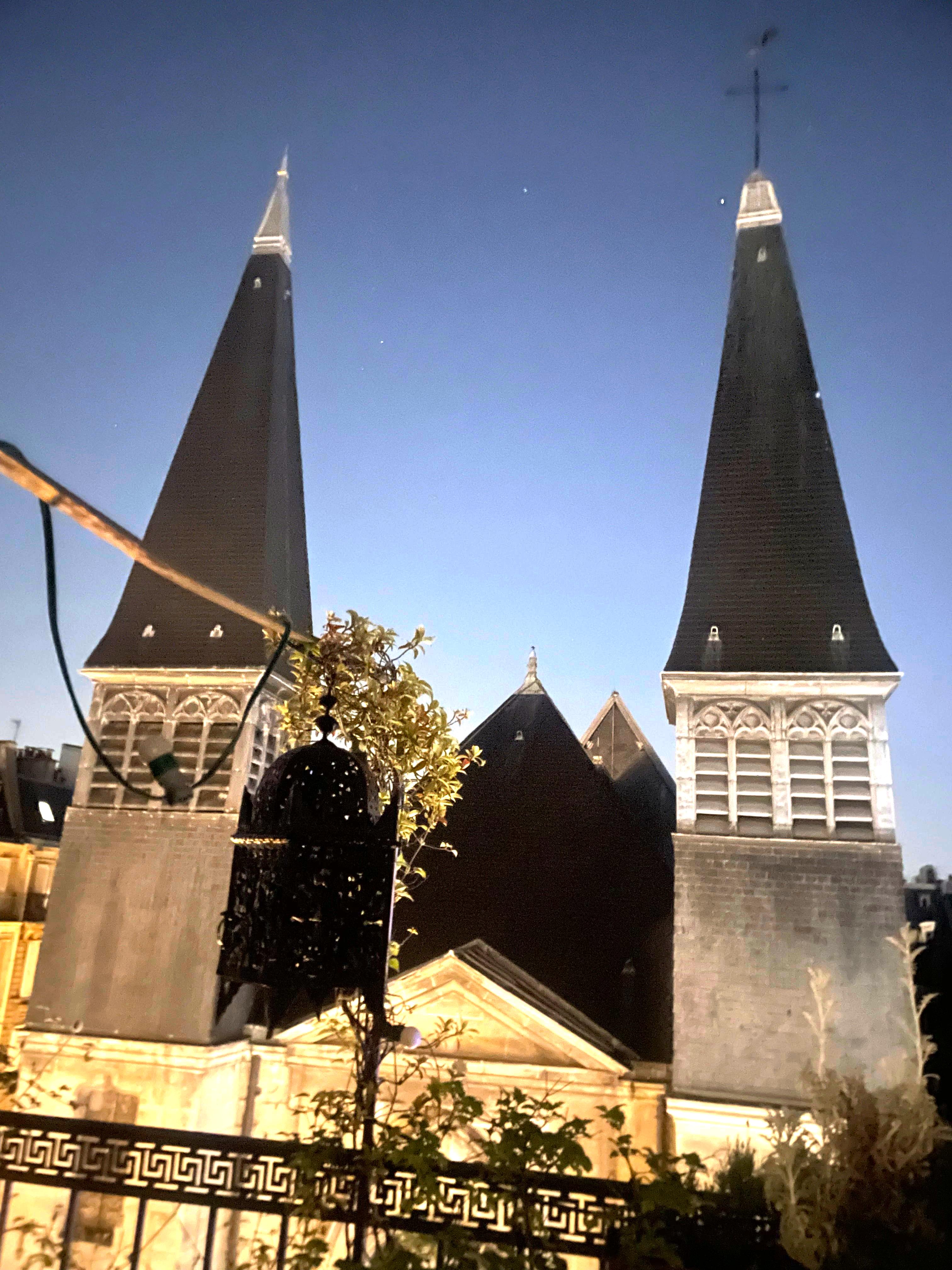 Amazing view of church towers from the apartment terrace.  Its always easy to find this place because of these towers.