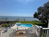 View of pool and Santa Rosa Bay from the house
