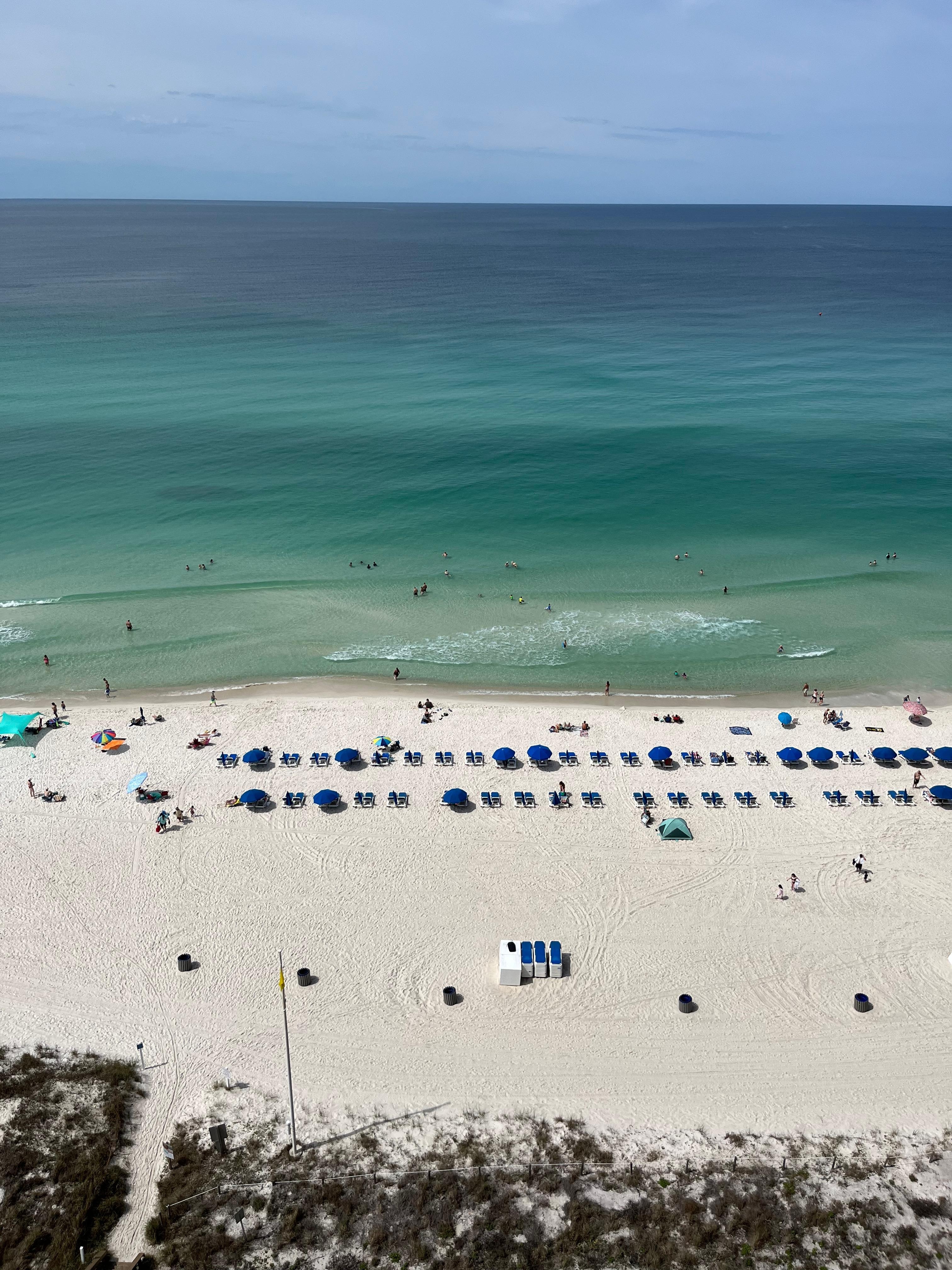 The sand is white and clean. 