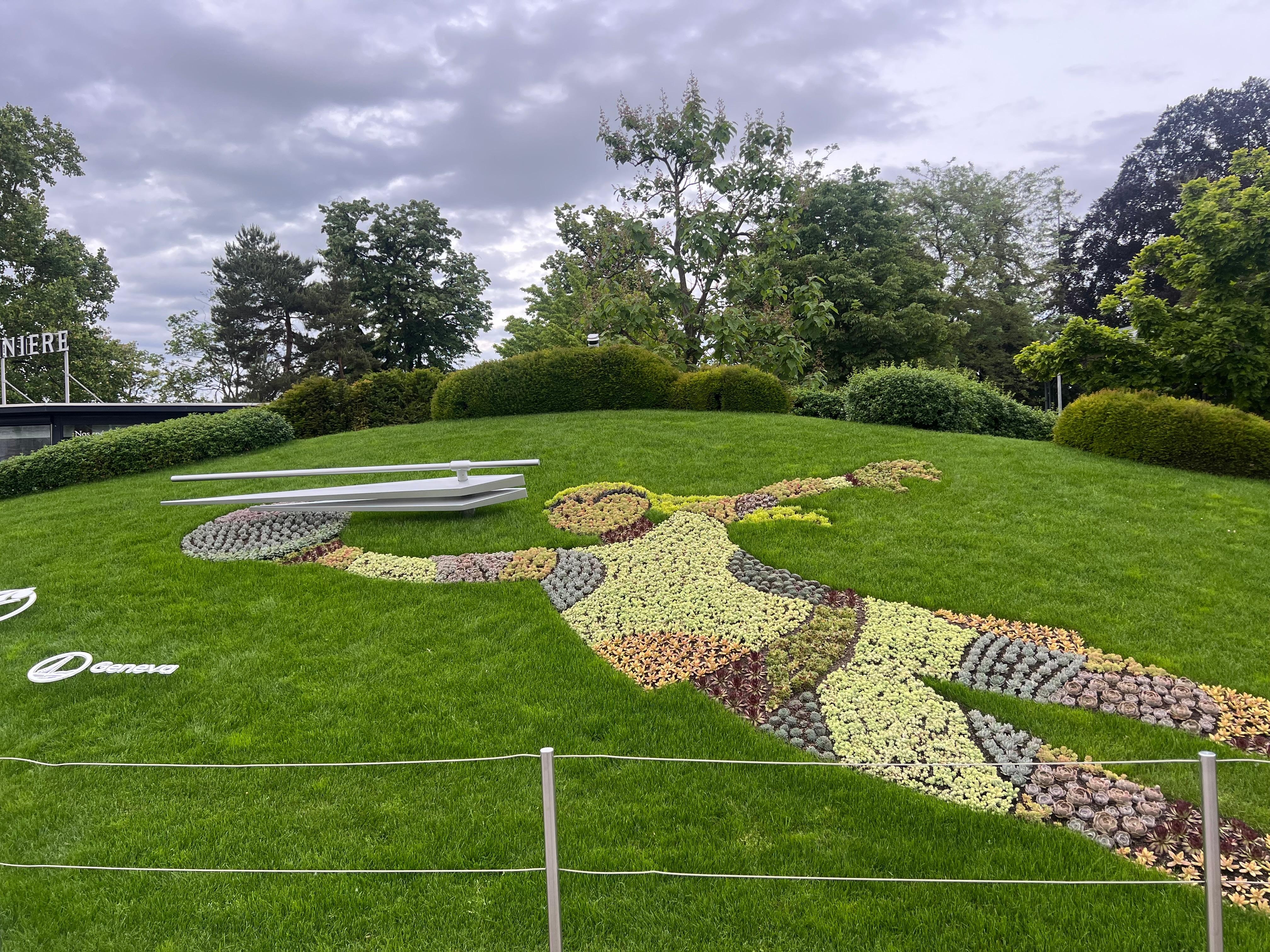 Flower clock near lake Geneva