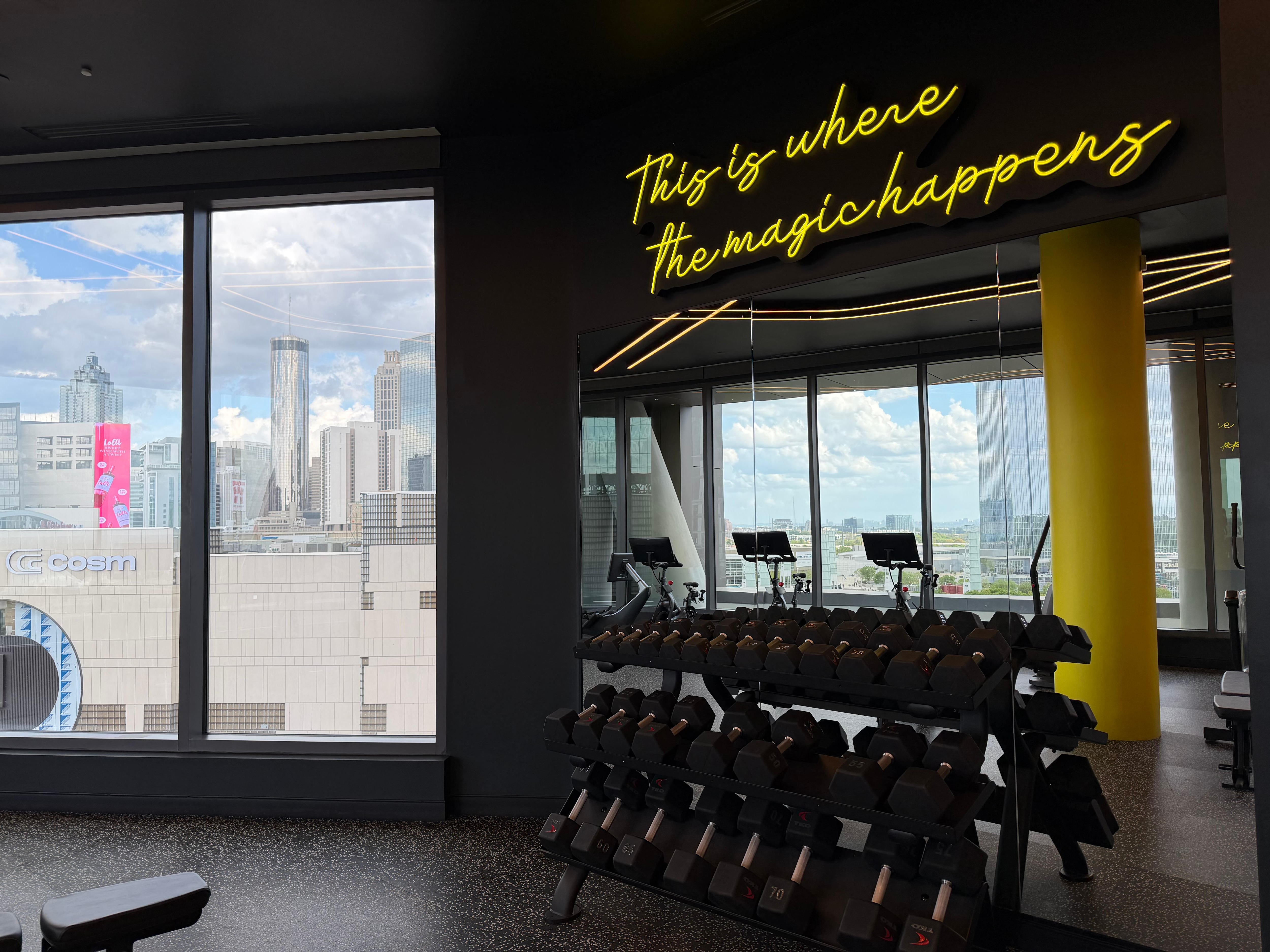Nice gym amenities with a view. 