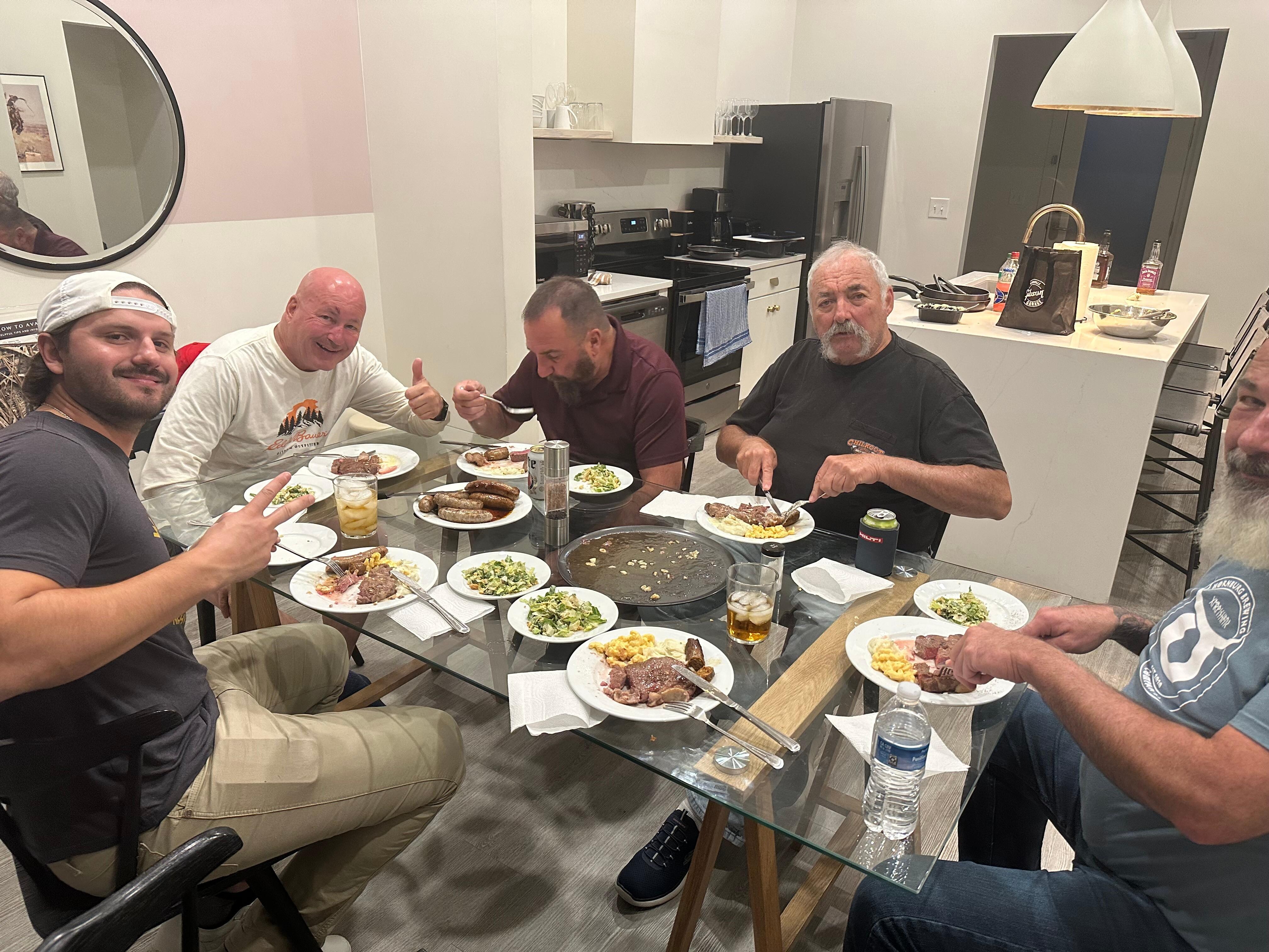 Steak night with my son, Jake Matthew. His band performs on Broadway. Look him up if you enjoy good music!