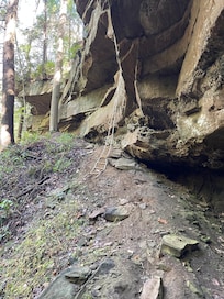 Waterfall area on the property