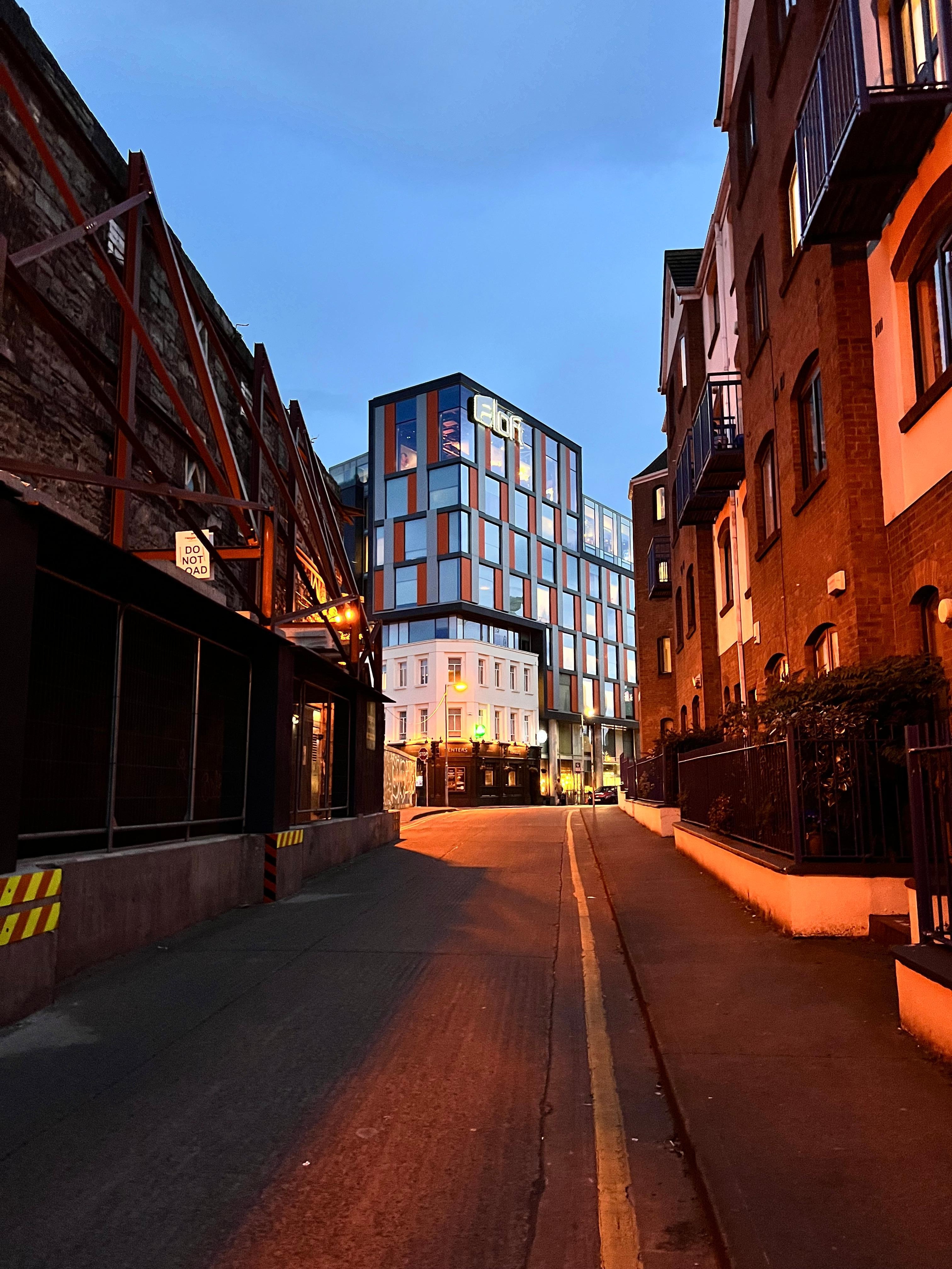 The approach after dusk.