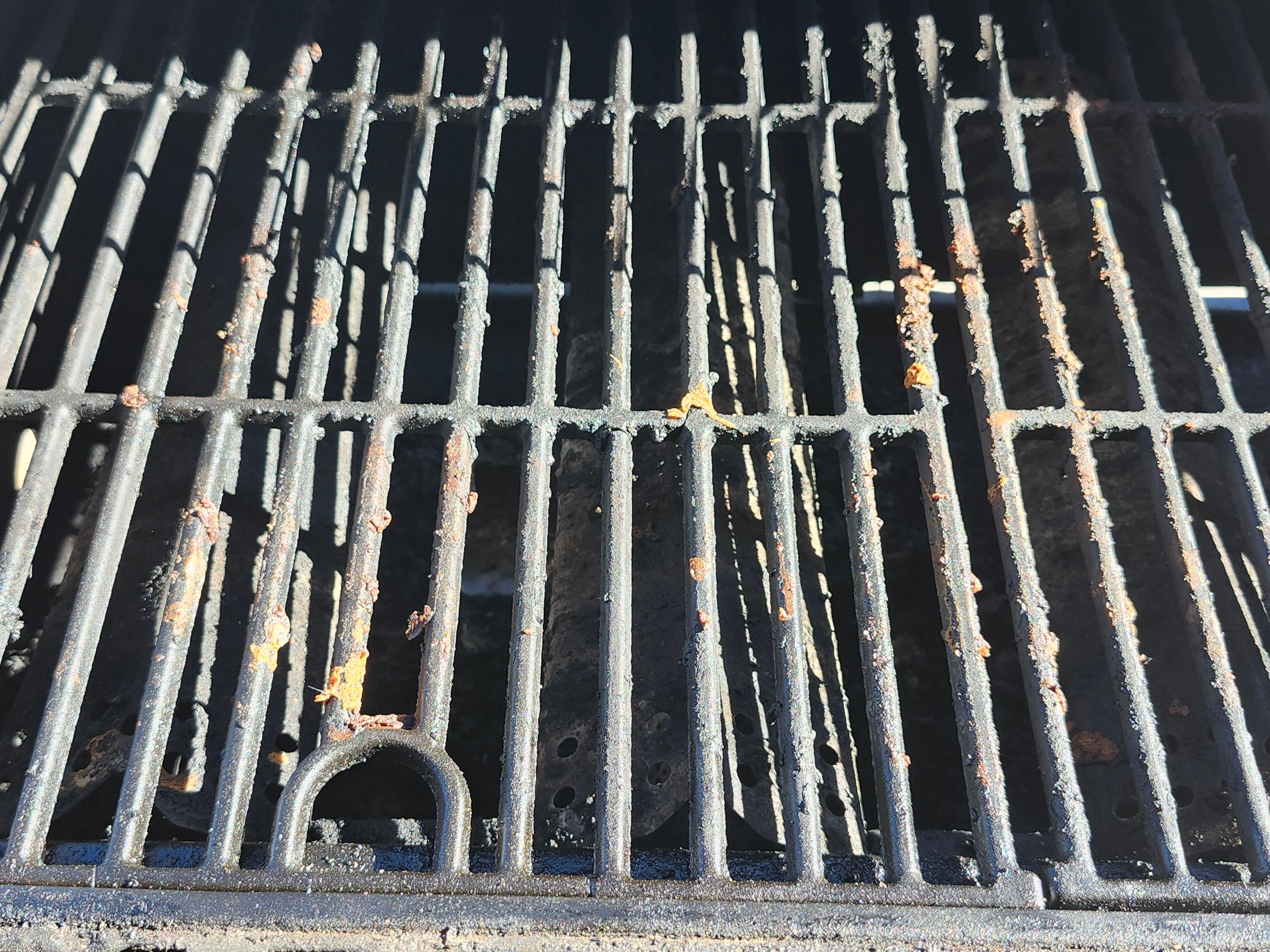 Unclean outdoor grill upon arrival