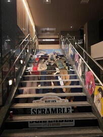 The stairs had anime characters which was very cool.