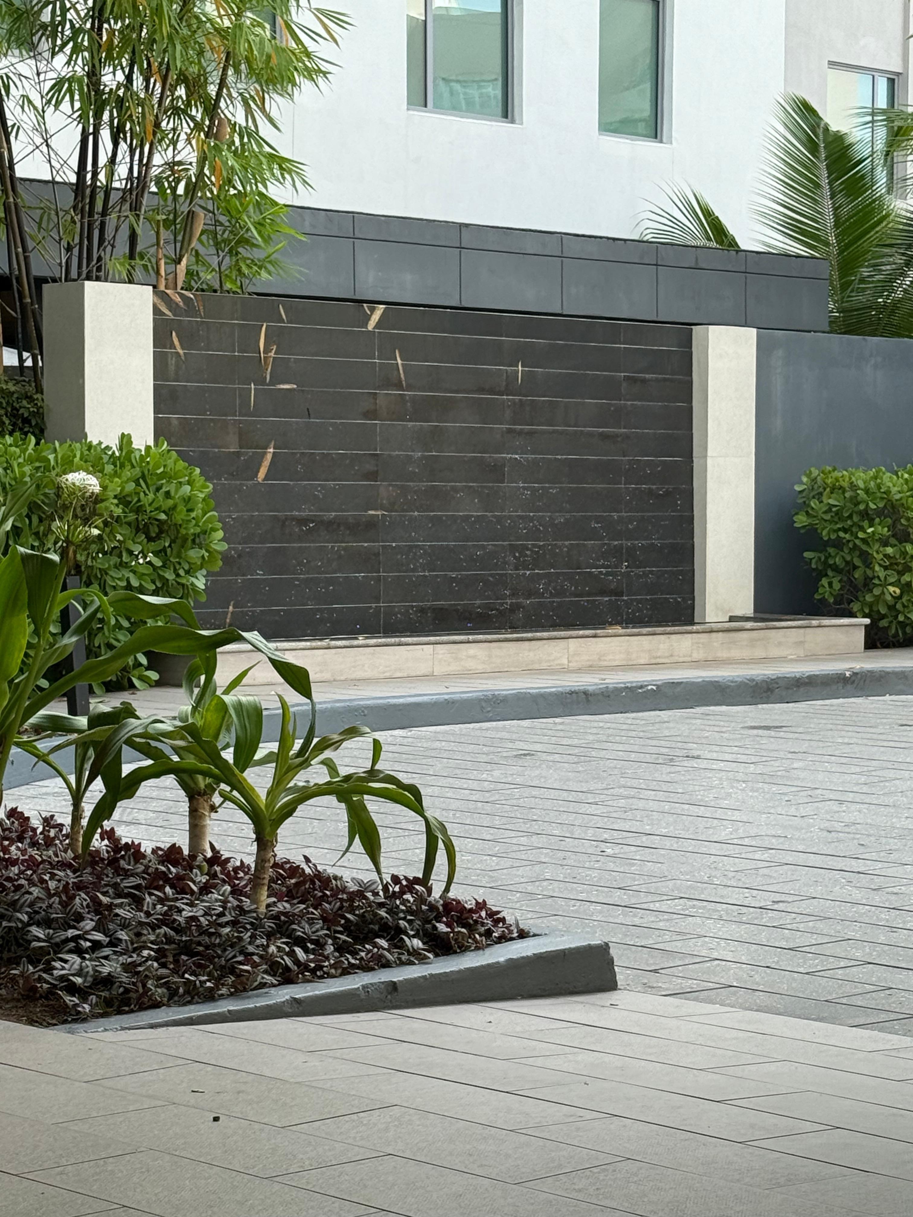 Waterfall at entrance 