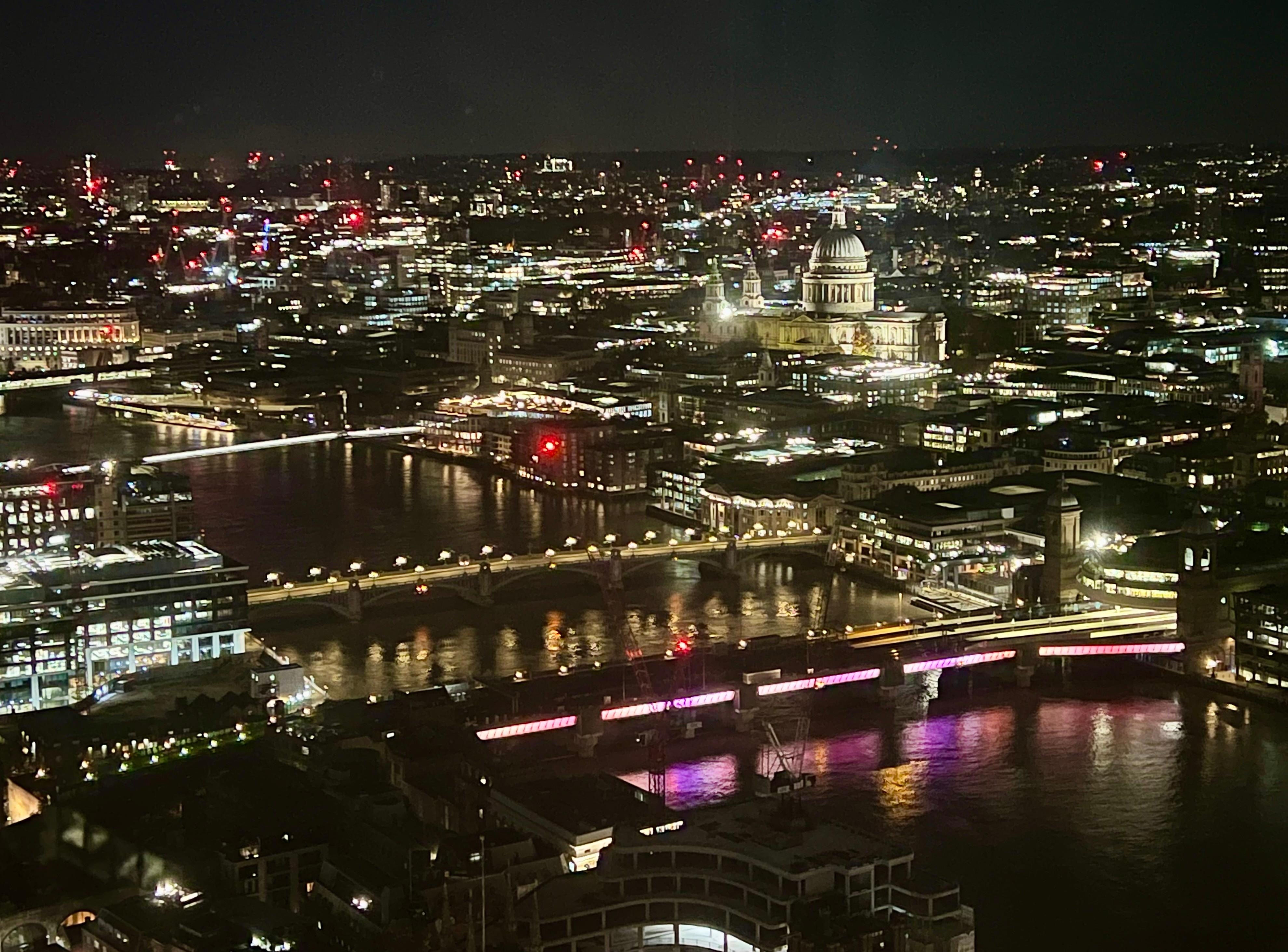 Night view over London bridges