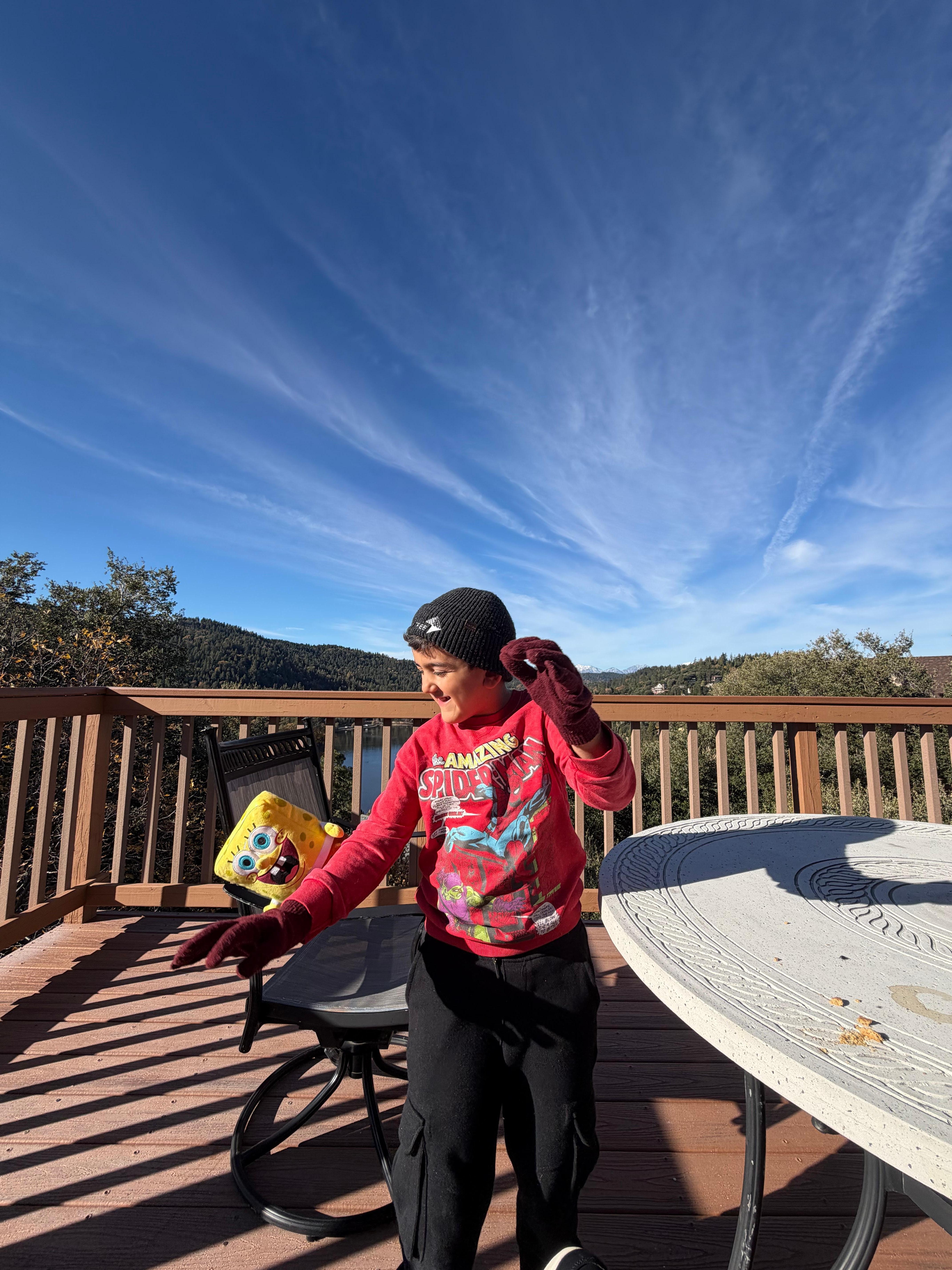 Our youngest getting his groove on in his favorite part of the cabin. 