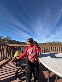 Our youngest getting his groove on in his favorite part of the cabin.