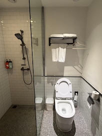 Renovated bathroom with proper facilities and clean