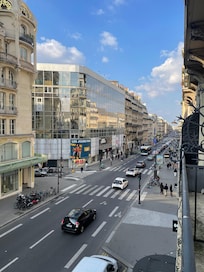 View from room with balcony at front of hotel