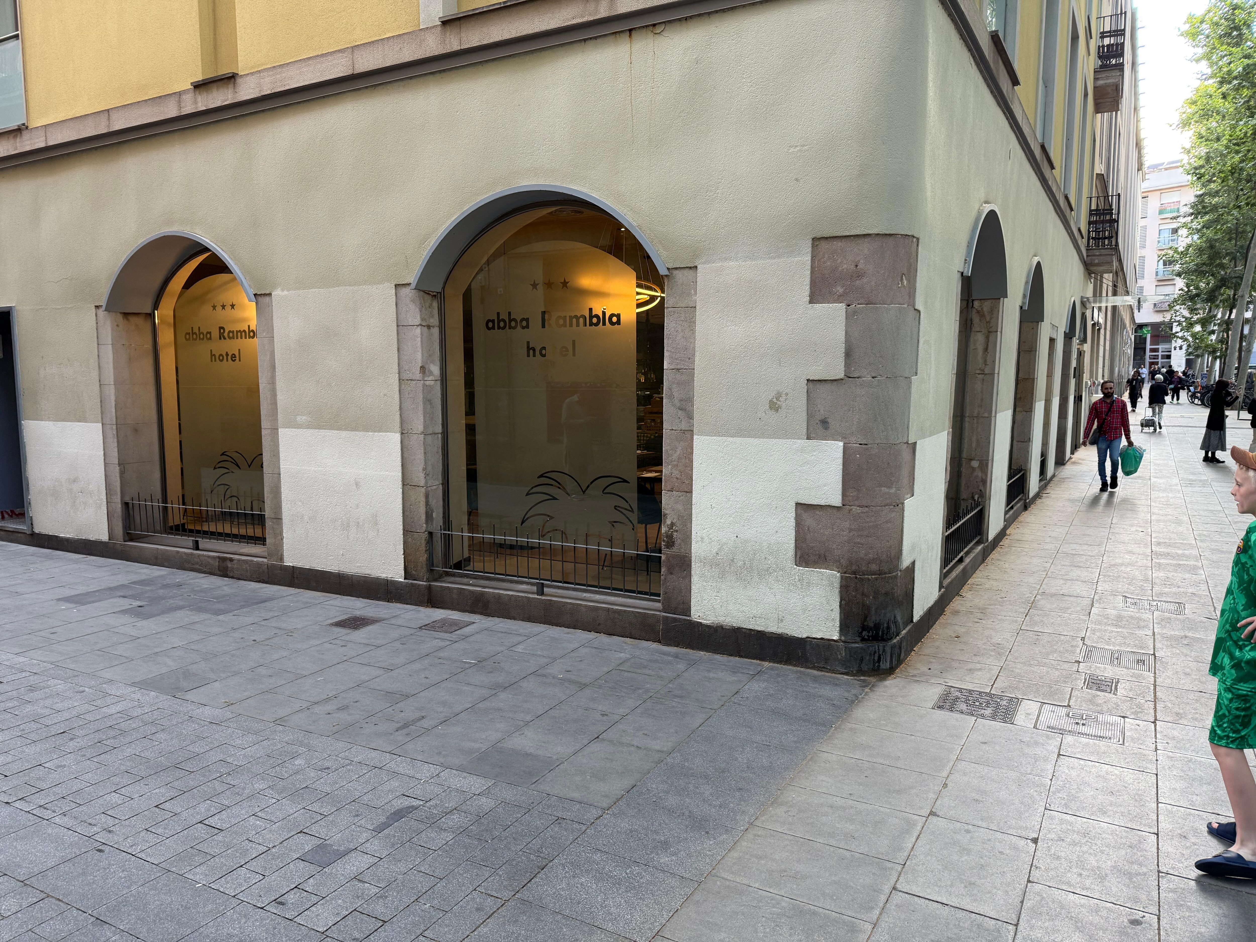 Outside the hotel