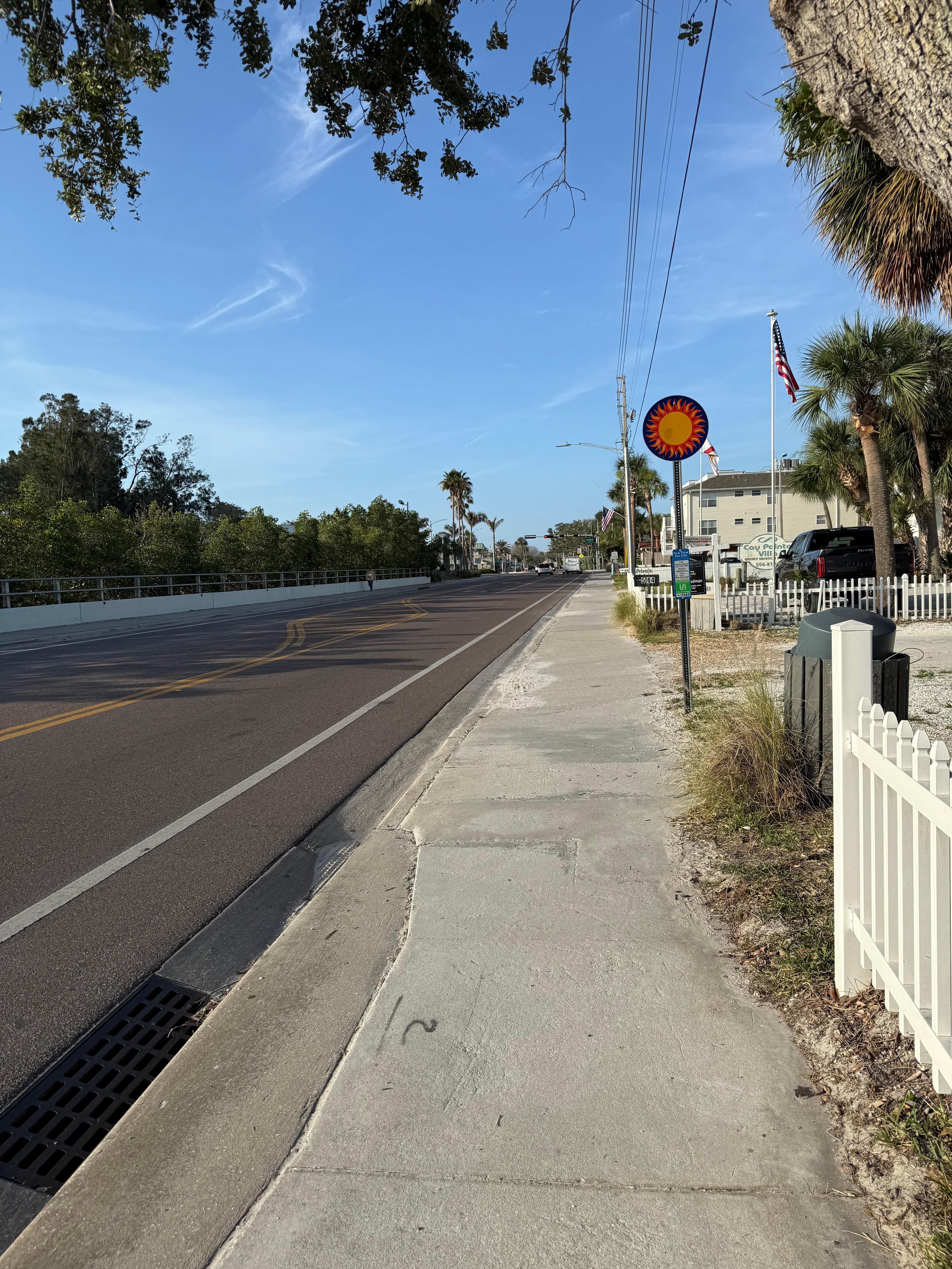 Sidewalk in front of the building 