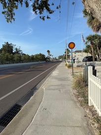 Sidewalk in front of the building