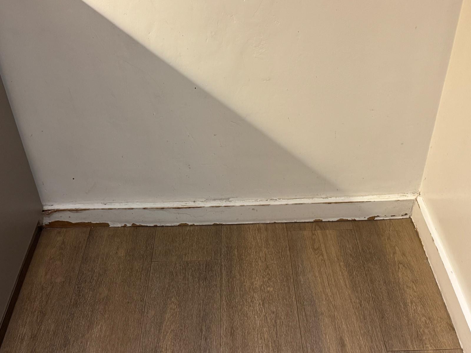Damaged wooden skirting