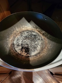 severely scratched pan