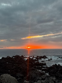 Sunset walk along trail by The Holoholokai Beach in Mauna Lani. Whales every day!