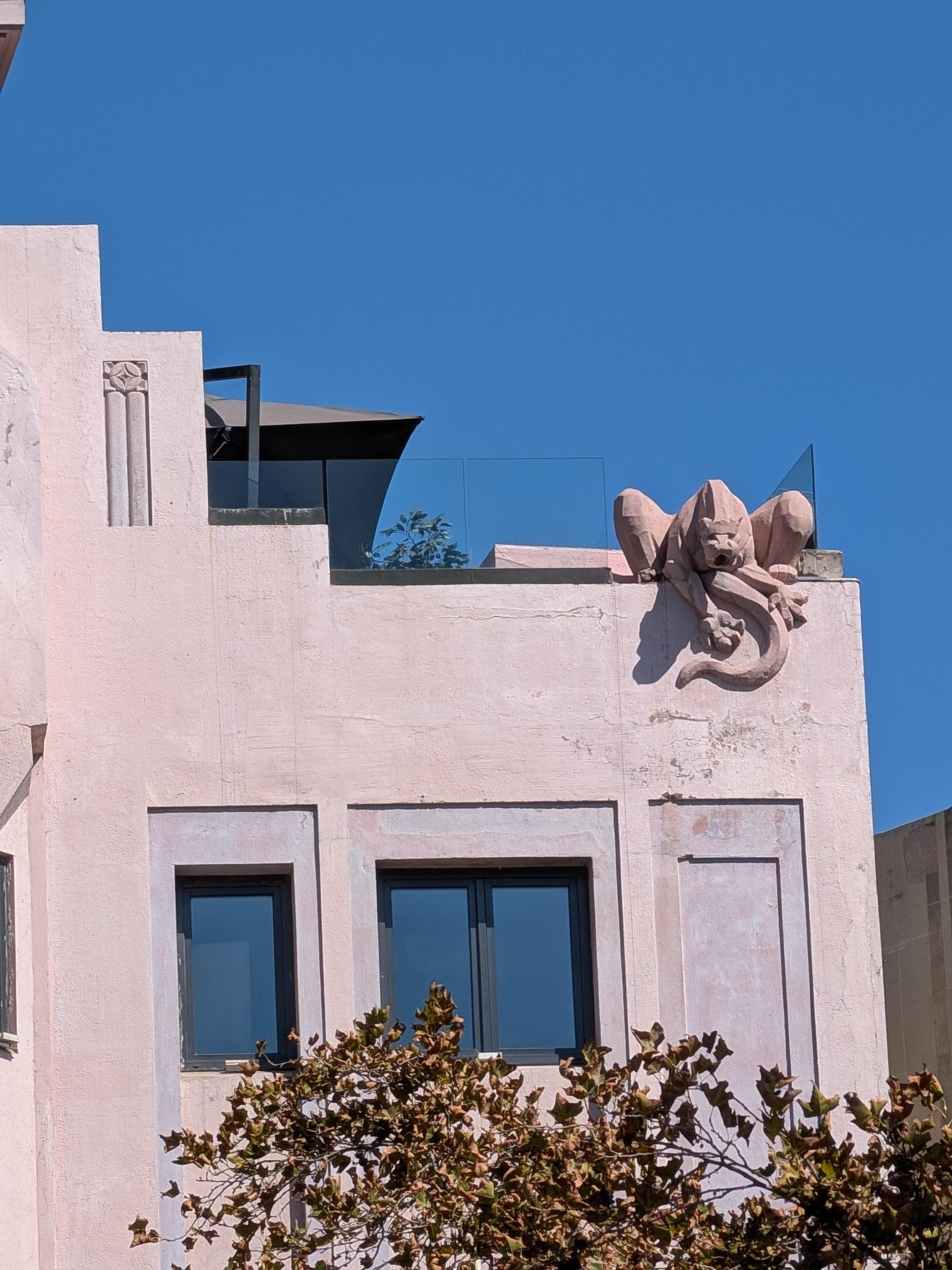 Our protective gargoyle on the rooftop!!