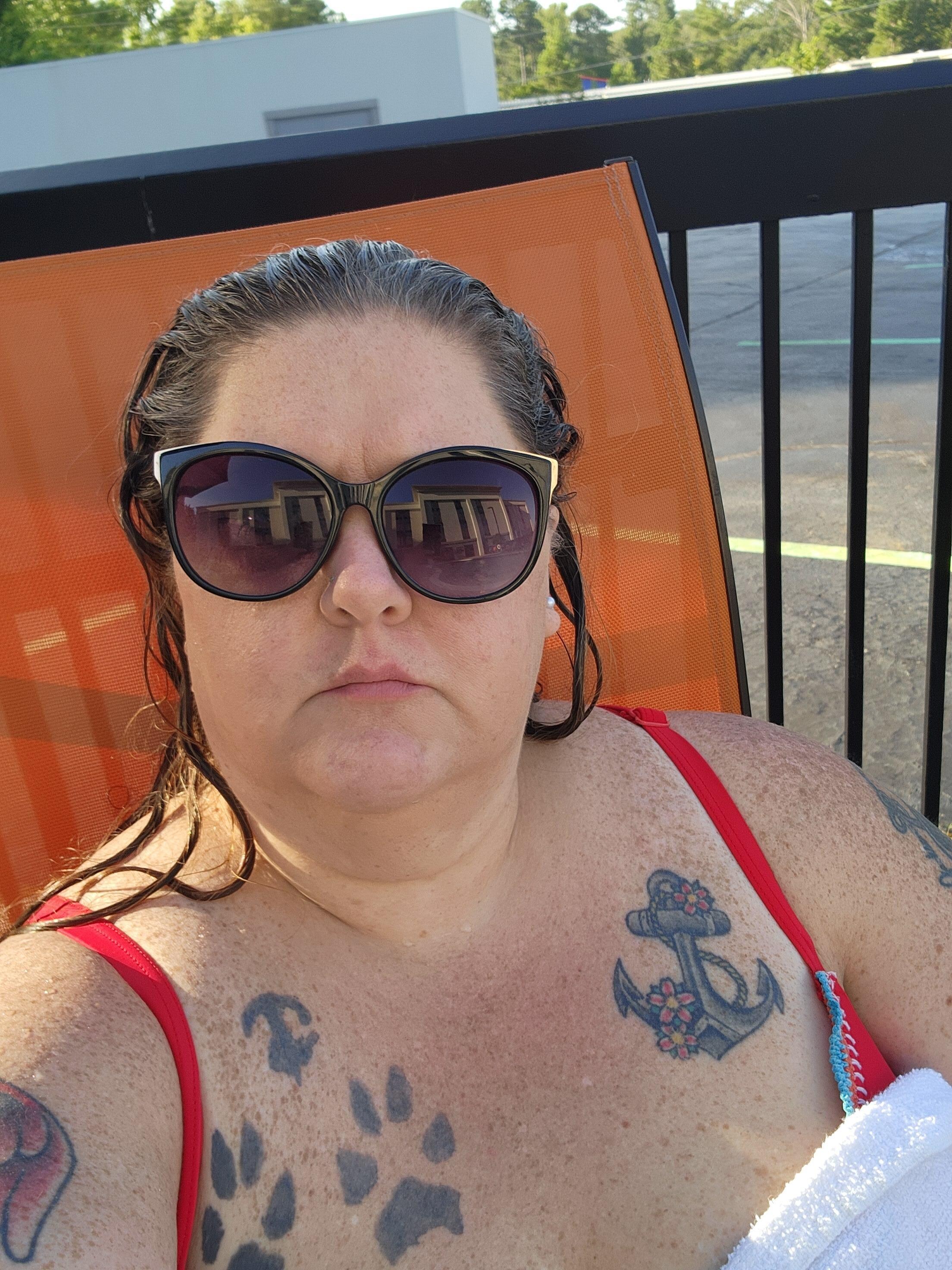 Chilling by the pool.