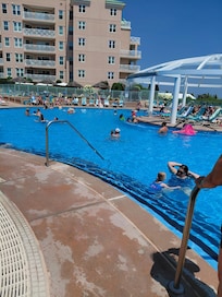 View of one of the beautiful pools with waterfall.