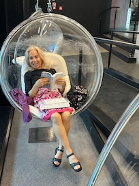 Fun swinging chairs at our Bologna hotel.