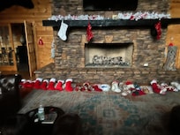 big gas fireplace in living room