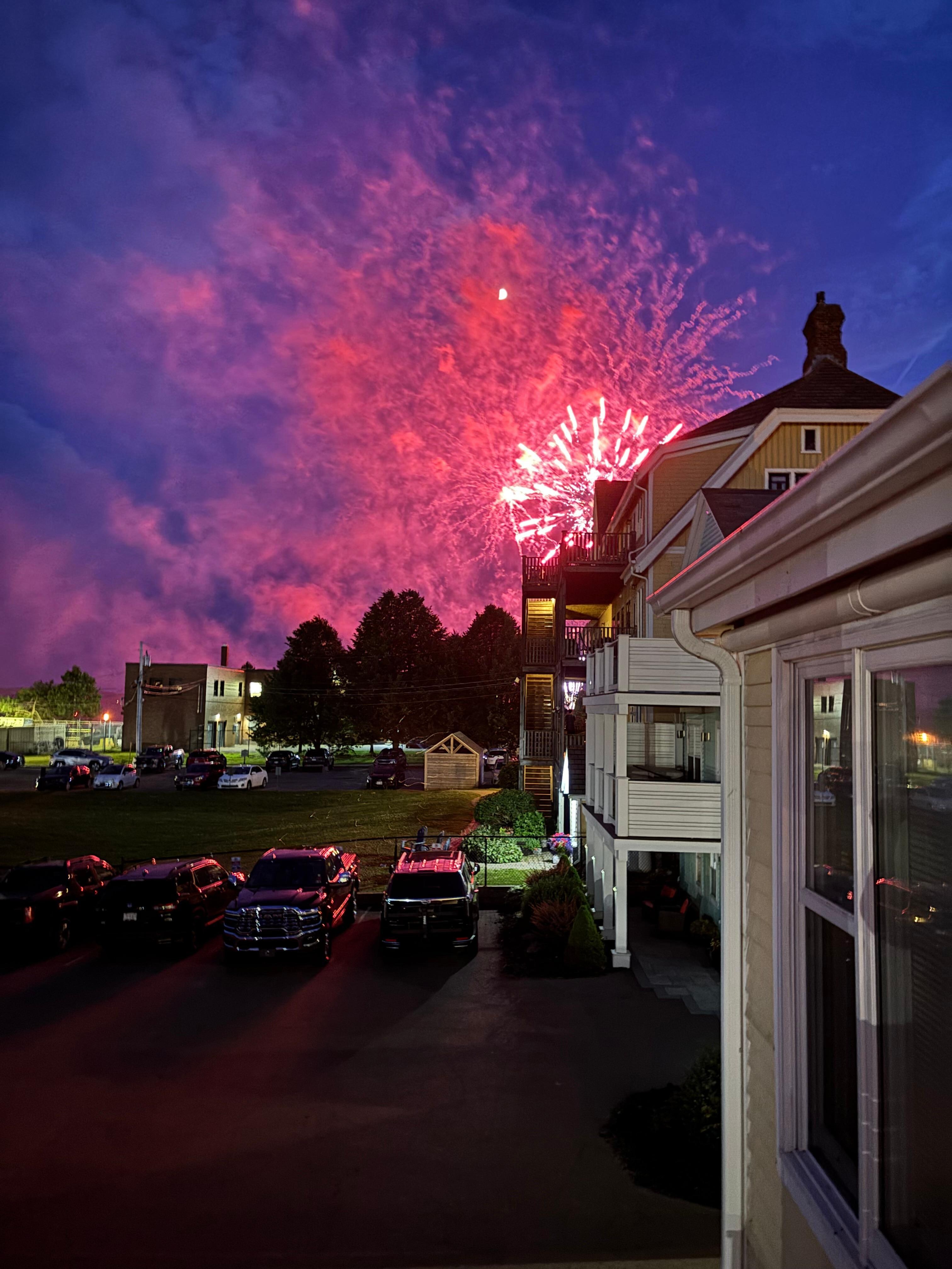 Fireworks seen from our porch.