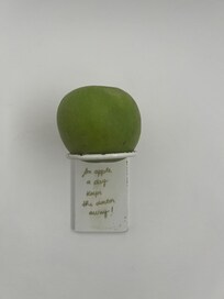 Cute "Apple A Day" on the wall.